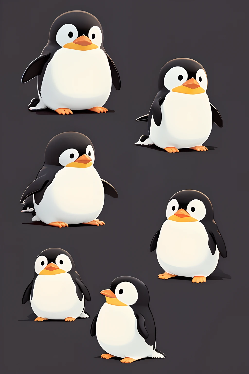 Imagine Prompt、hightquality、​masterpiece、black backgrounds、pop-art、Cute Penguins、a sticker、illustratio
