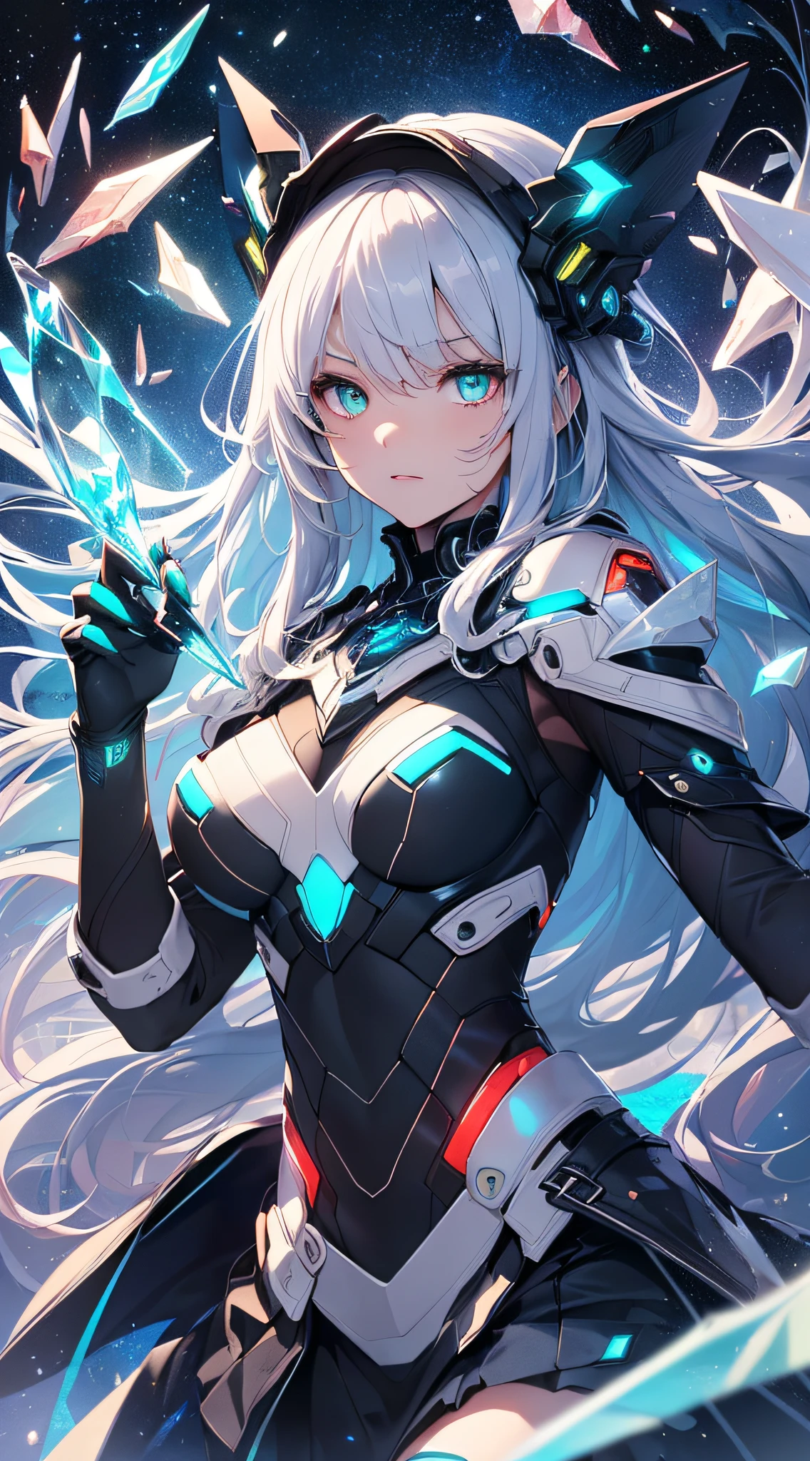 beautiful,linework,thick outlines,strong shadows,1girl,smirk,mechanical_halo,medium breasts,angry,dynamic pose,excessive energy,smoke,glowing aura,<lora:detail_slider_v4:2>,cinematic atmosphere,