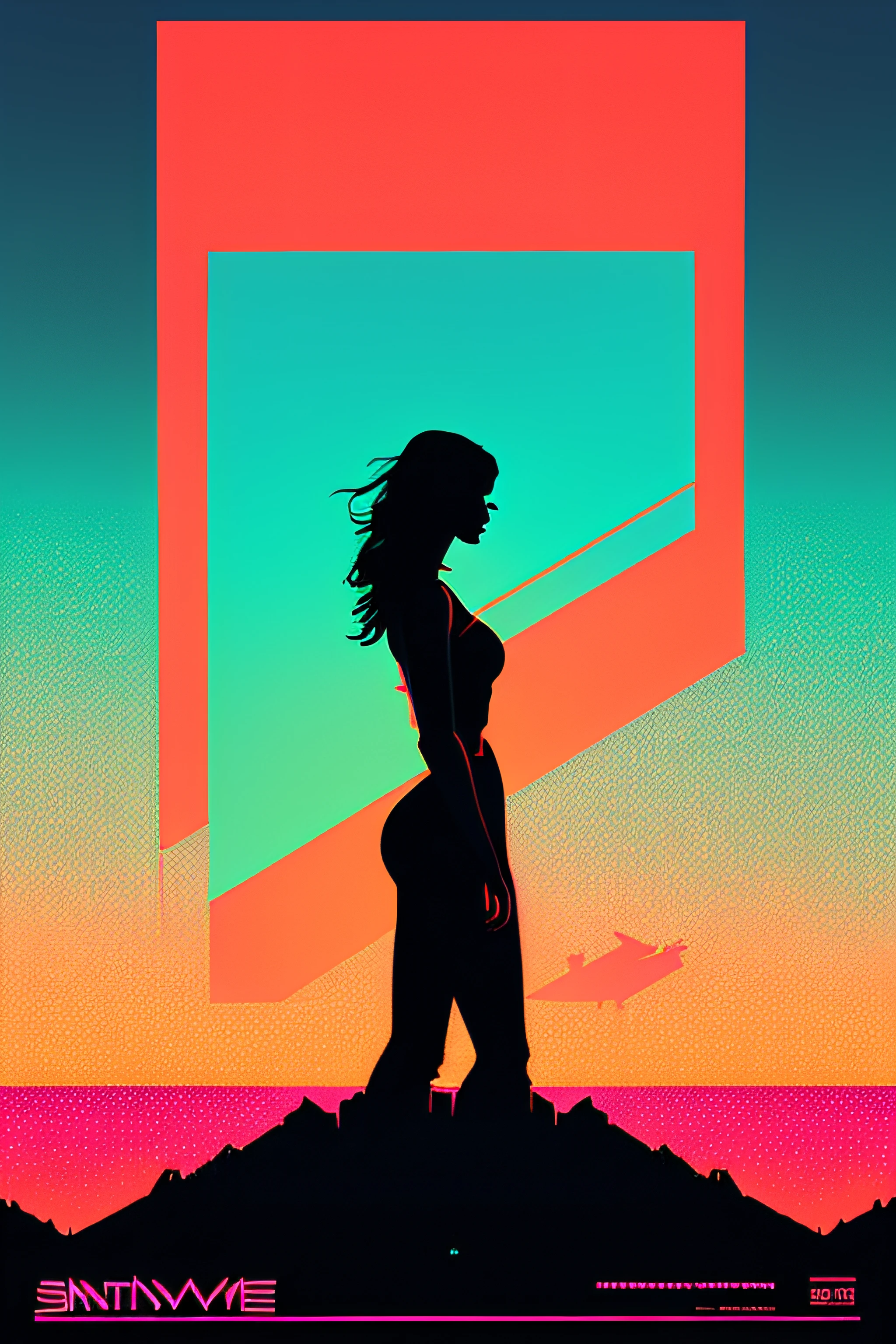 snthwve style nvinkpunk (Masterpiece, Best Quality), 8k Wallpaper, highly detailed, poster, vintage science fiction film, 1960s, sexy erotic female science fiction thriller cinematic movie poster, Bauhaus, shapes, lines, abstract, propaganda, mid century modern, movie poster, vintage,