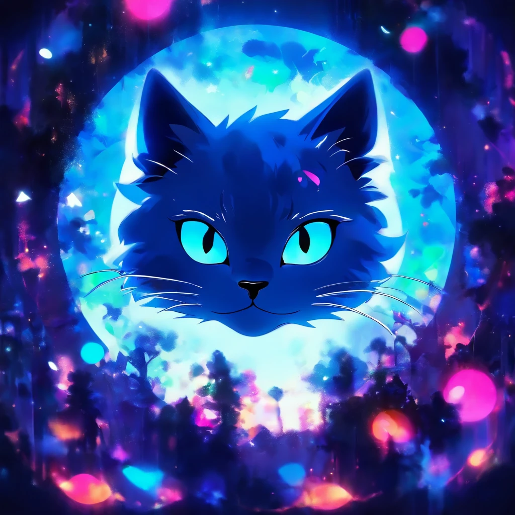 Cat in the circle，a closeup，（without background：1.5），T-shirt logo，Sticker Logo，Cutting art，black-and-white