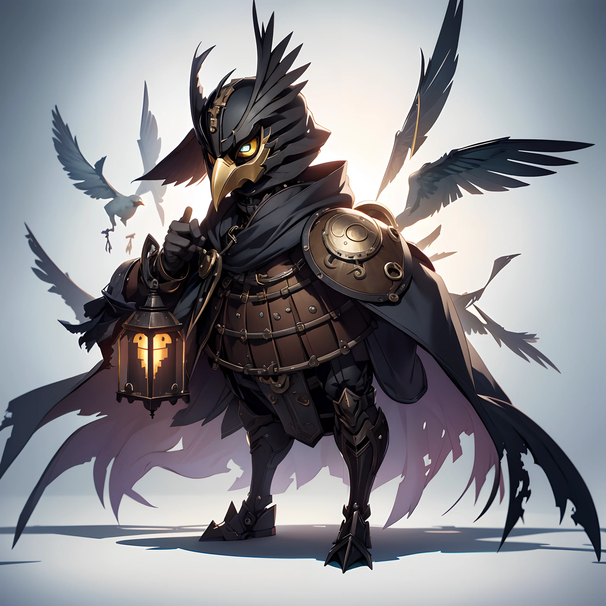 Deformed、Game-like、Character description、pixels、(Truth seeker)、steampunc、Cold、No background、Standing alone、Counter Attack、Suspicious atmosphere、(bird legs)、((bird mask))