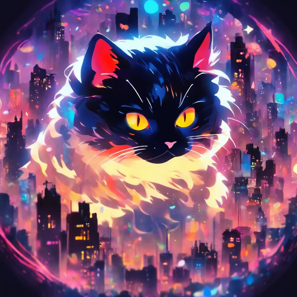 Cat in the circle,a closeup,(without background:1.5),T-shirt logo,Sticker Logo,Cutting art,black-and-white