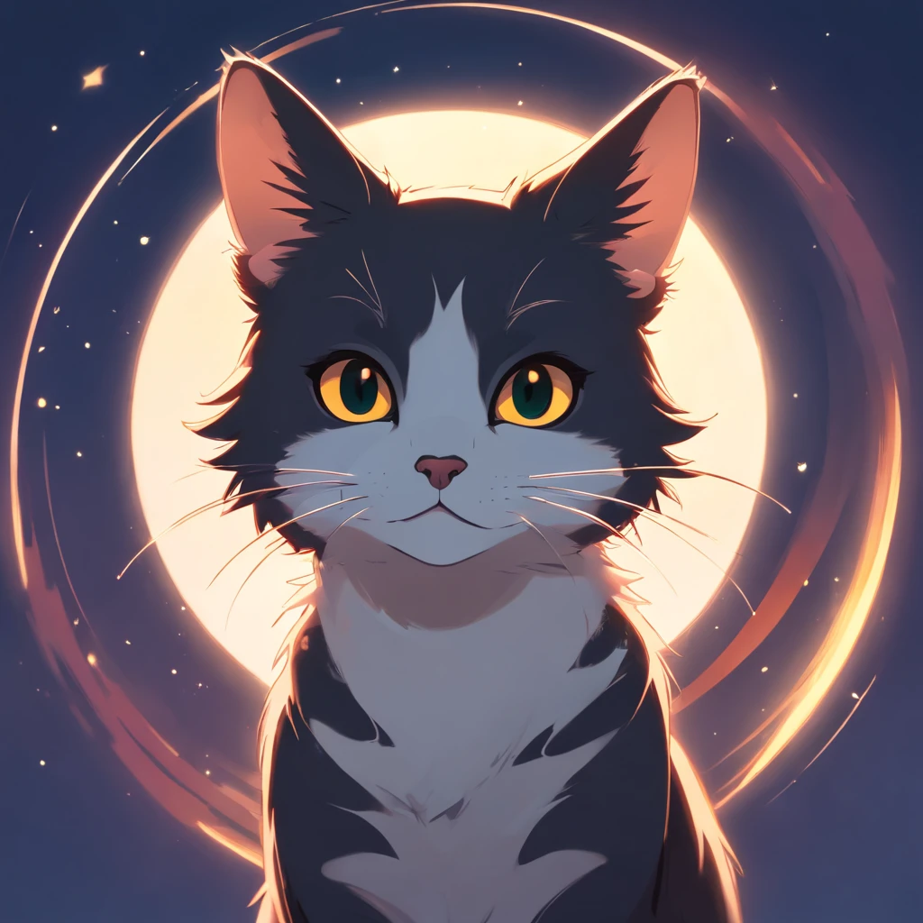 Cat in the circle，a closeup，（without background：1.5），T-shirt logo，Sticker Logo，Cutting art，black-and-white