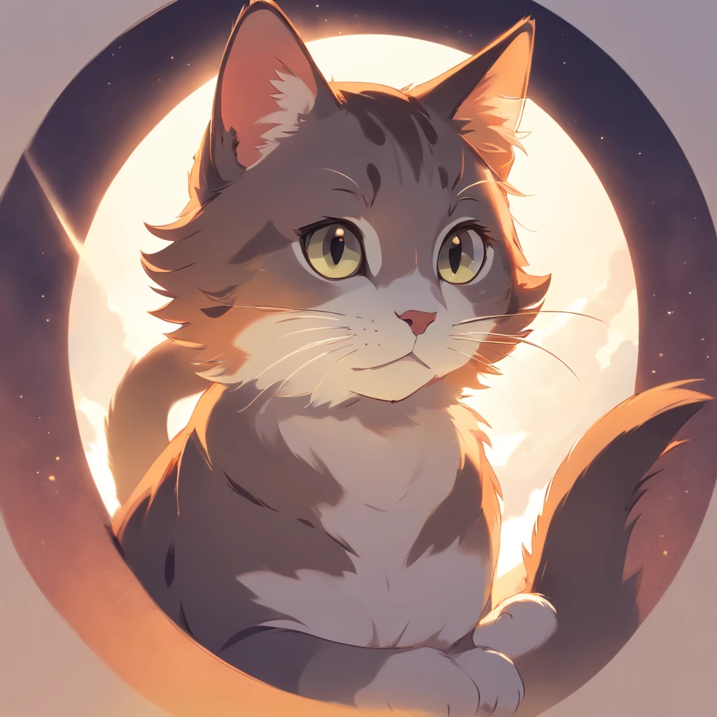 Cat in the circle,a closeup,(without background:1.5),T-shirt logo,Sticker Logo,Cutting art,black-and-white