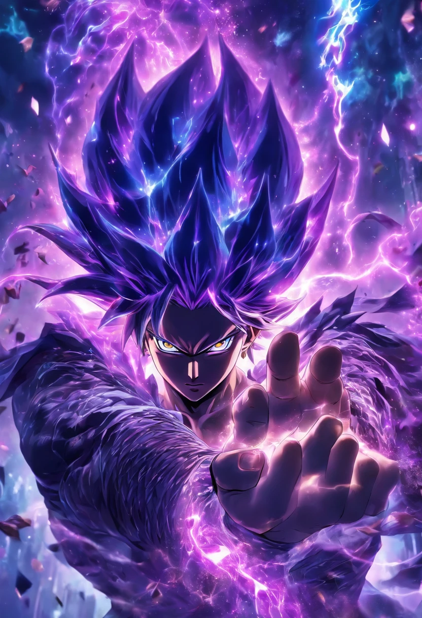 (masterpiece, best quality:1.4),(absurdres, highres, ultra detailed:1.2), (1 handsome man:1.4),(using dark magic:1.4),purple magic,playful illustrations, fractal art,imaginative overlays, artistic fusion,fantastical scenes, evocative narratives, striking visuals, upper body, --auto --s2
