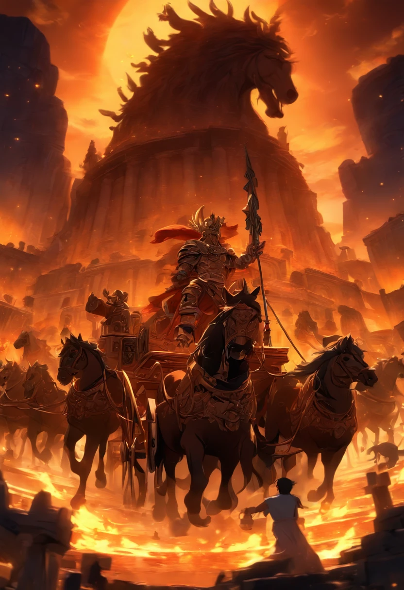(((chariot )))best quality, very high resolution, 4K detailed CG, master piece,Greek mythology,emerged from the underworld,chariot,black horses,greece,,Greek ruins,garden,roman,cart,cart of the underworld,( (underworld chariot)),Roman mythology,god Pluto,beautiful aesthetics,Beautiful image,centered on the screen