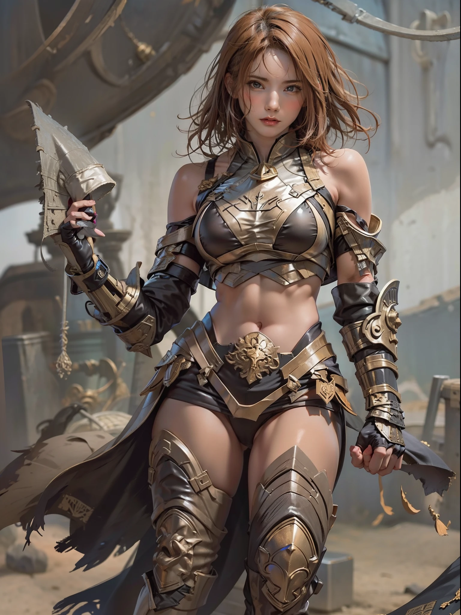 Beautiful female warrior in insanely sexy bikini armor