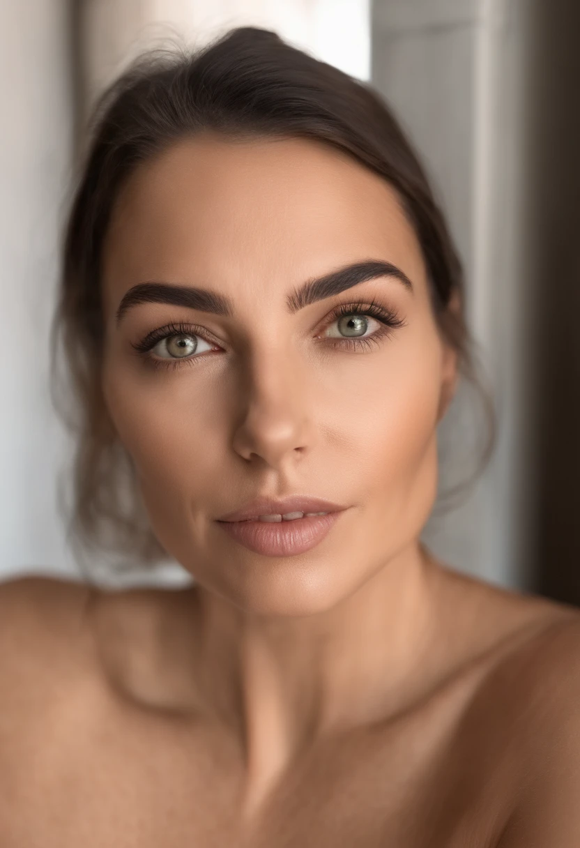 A 49-year-old Latina woman with short brown hair. His dark brown eyes are fixed on the camera, , con algunos reflejos naturales que brillan suavemente a la luz, ultra realista, meticulosamente detallado, Retrato Sophie Mudd, cabello rubio y ojos grandes, selfie de una mujer joven, Ojos del dormitorio, Violeta Myers, sin maquillaje, Maquillaje natural, staring directly into camera, cara con artgram, maquillaje sutil, Impresionante pie de cuerpo completo, in the bath, Large bust, Mostrando, sin sujetador, Sin fondos,Impresionante foto de cuerpo completo en una ducha, Pecho mediano a grande, pecho expuesto, Fondos expuestos, no usar nada, Mostrando, Shaved lower region,, completamente. , Cuerpo desnudo, Atomically perfect chest, pecho grande, en la ducha