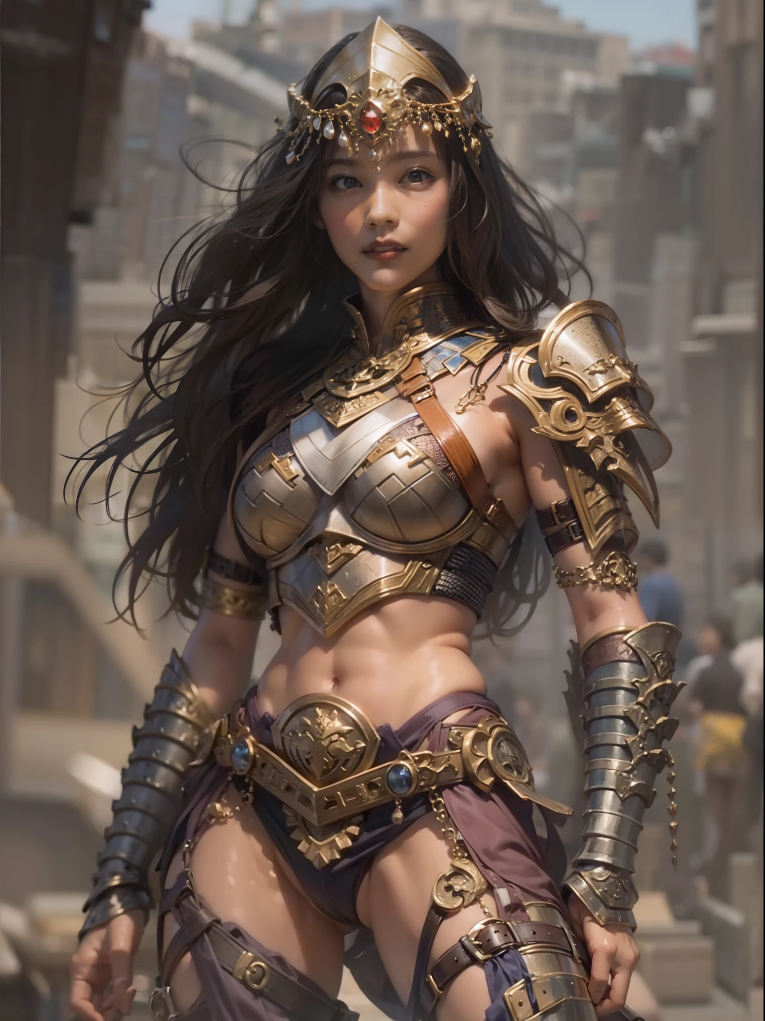 Beautiful female warrior in insanely sexy bikini armor