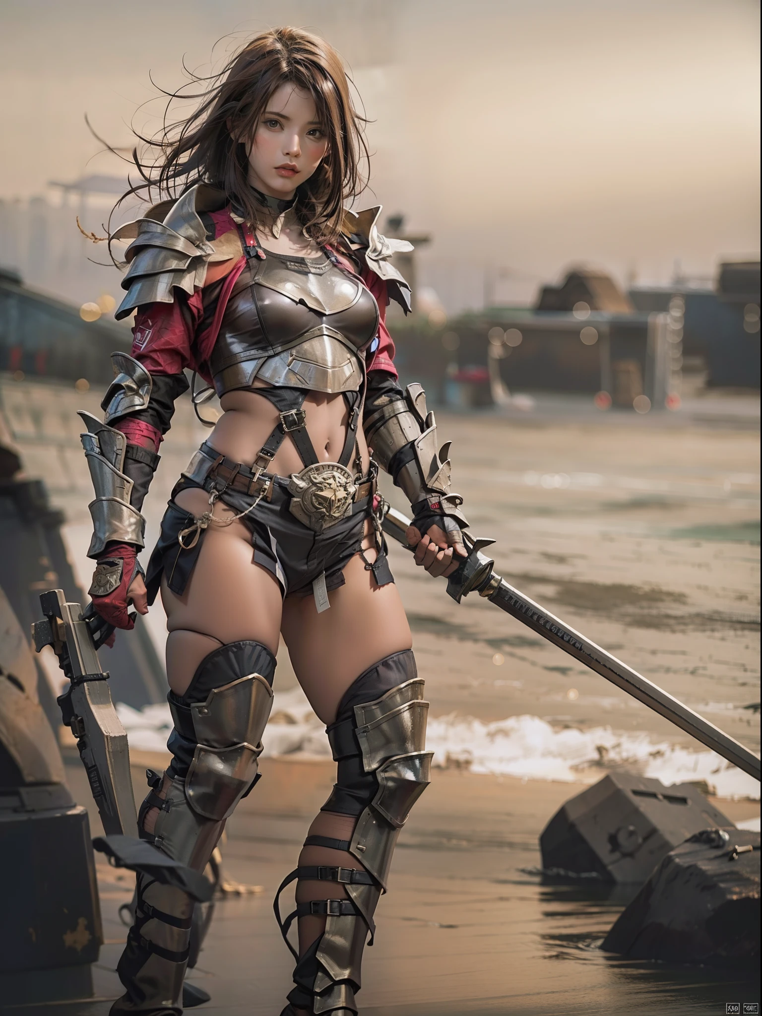 Beautiful female warrior in insanely sexy bikini armor