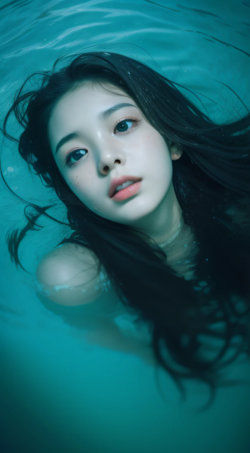 (RAW photo, Best quality), (Realistic, photo-realistic:1.2),High quality,  1girll,delicated face，Under water