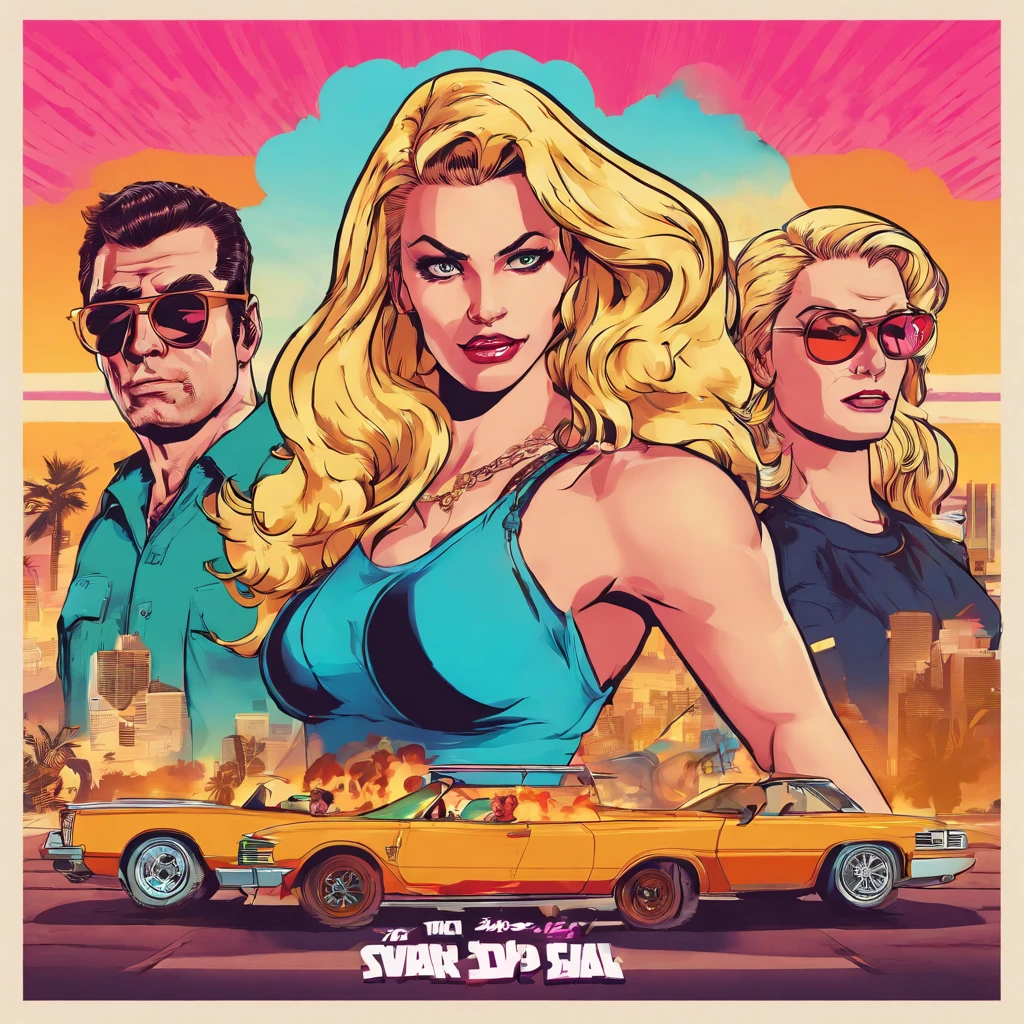 Only three people in the image: blonde woman at the center of the image; blond man at the left of the image; and another blonde woman at the right of the image