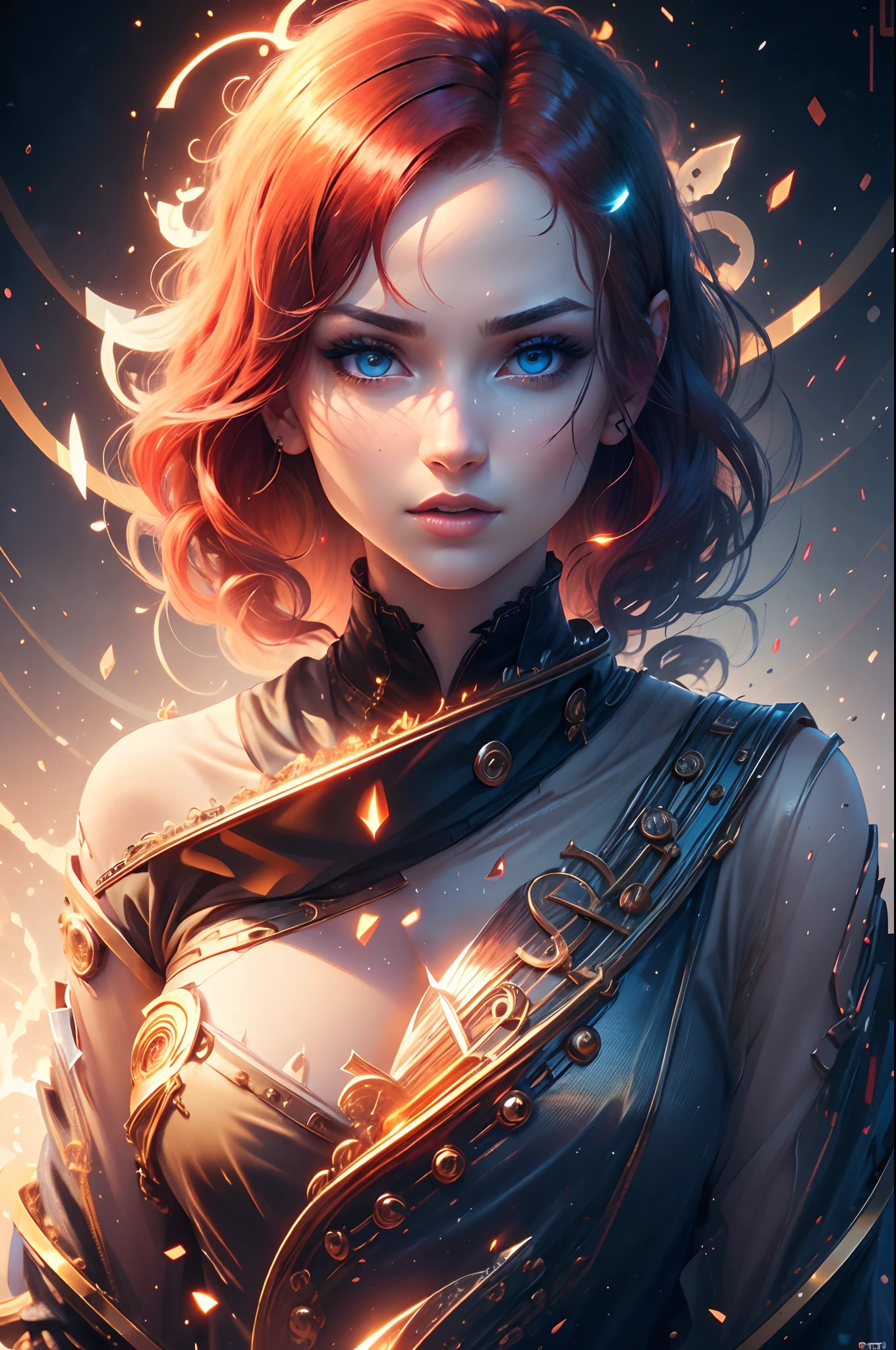 a full-length portrait of a dragon woman, made of fire, on a volcano with snow, long reddish hair, on fire, (masterpiece face), natural body posture, snow, Art by Alberto Seveso, by Carne Griffiths, by Wadim Kashin, by jean baptiste monk, symmetrical, abstract art style, complex and intricate watercolor painting, sharp eyes, digital painting,  explosion of colors, concept art, volumetric lighting, TanvirTamim, metallic reflections, 2d rendering, 8k. by artgerm, trend in artstation