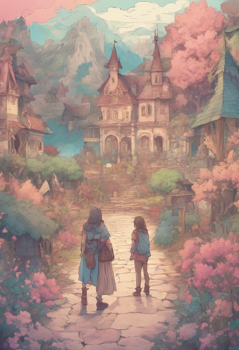 ((Friendship)), End of the world, epic realistic, (hdr:1.4), (pastel colour:1.4), Apocalypse, Abandoned, com cores neutras, Night, Screen space refraction, (Intricate details), (Intricate details, ultra - detailed:1.2), art stations, cinema shot, Vignette, the complex background, Building,((Holding hands))