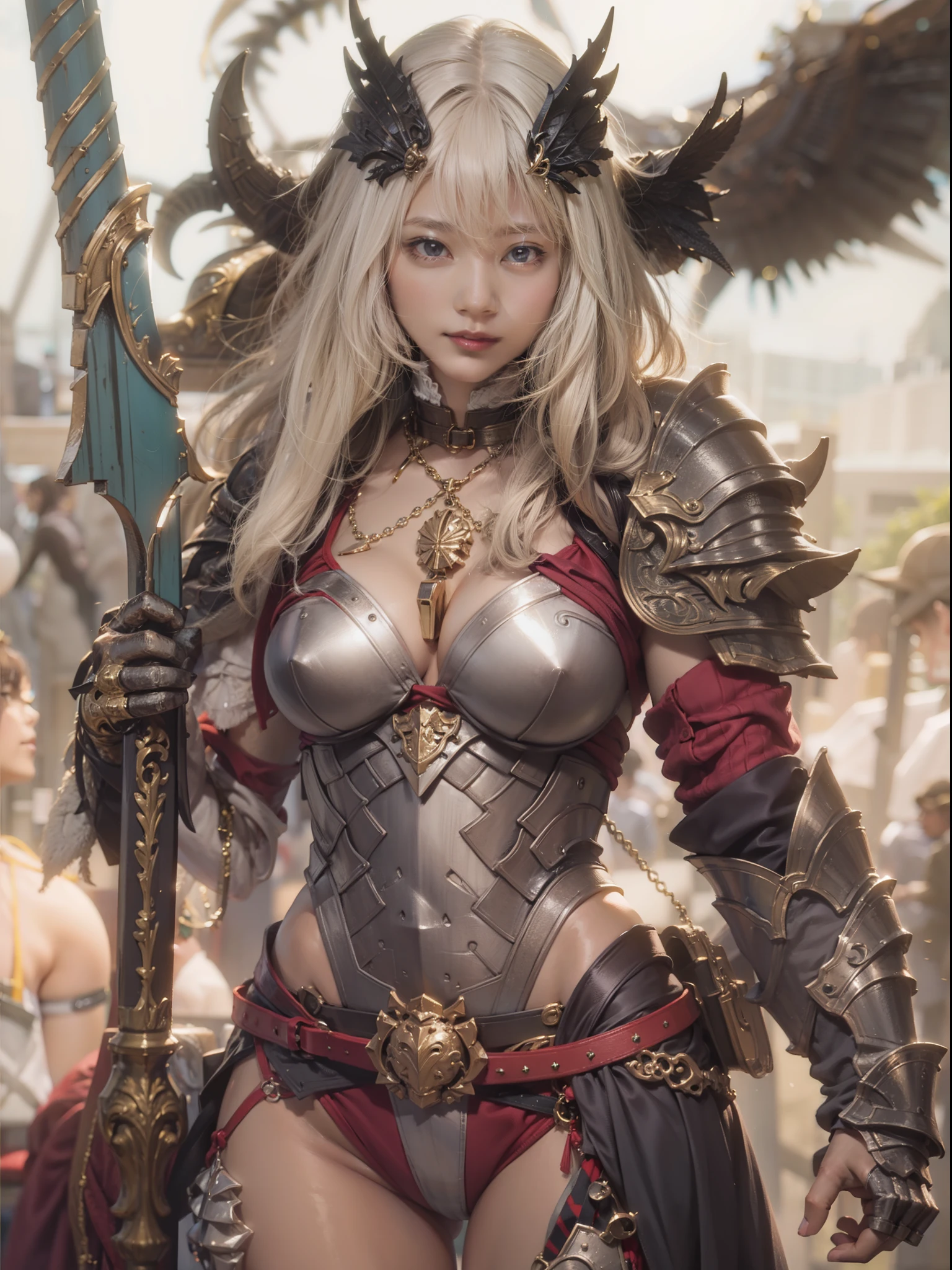 Beautiful female warrior in insanely sexy bikini armor