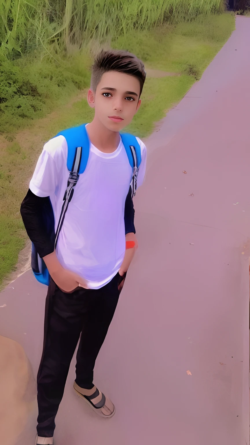 A cute student boy 15years old animie hd background