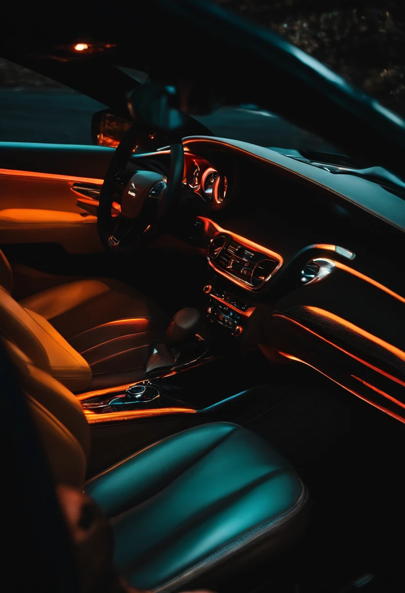 foto perfil masculino dentro do carro com tecnologia em uma noite estrelada