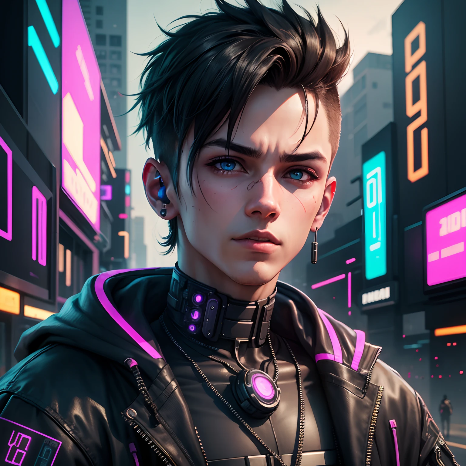 Inocent Boy Cyberpunk Background