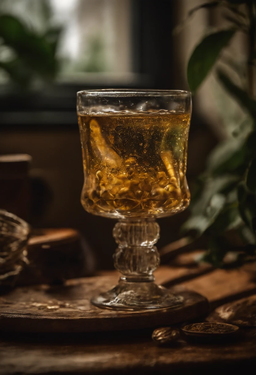 The entire universe is contained in a glass mug, ultrarrealista, ultra-detalhado, lighting dramatic, 4k, universo, magica