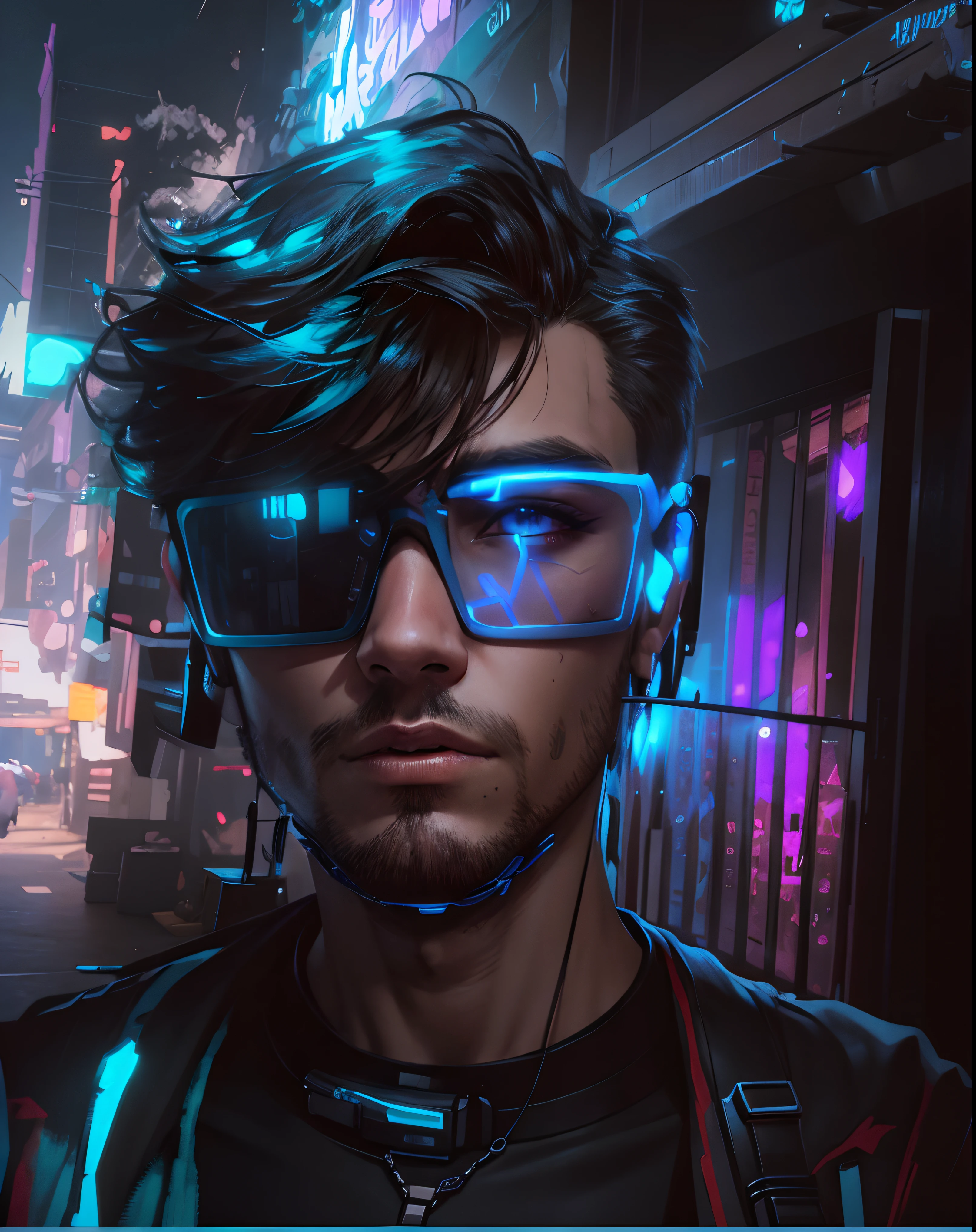 Change background cyberpunk handsome boy's face realistic face, 8k, ultra realistic