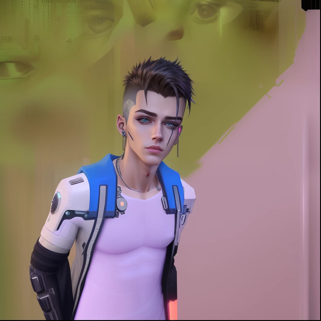 change background cyberpunk  handsome boy realistic Ultra 8k realistic