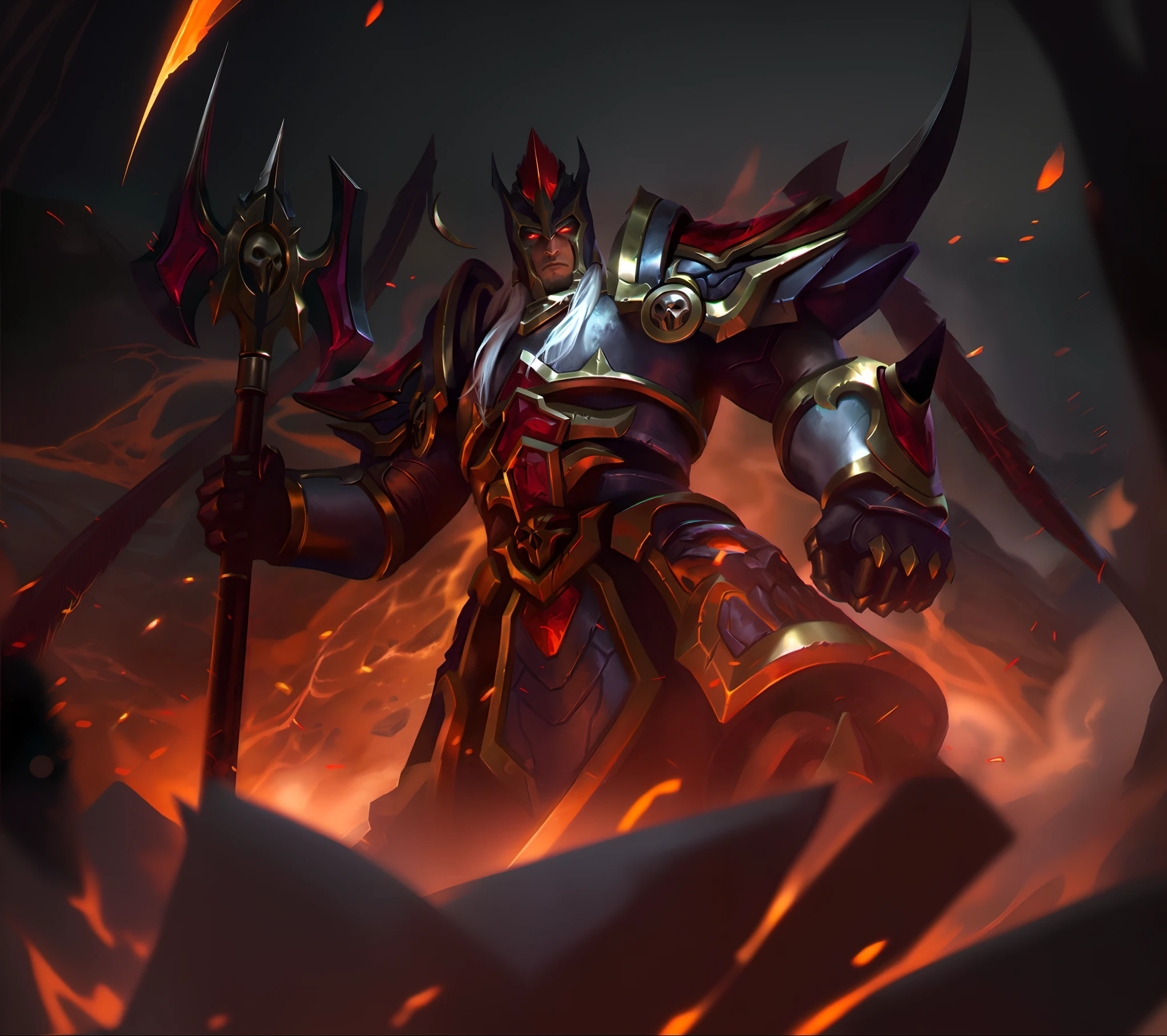 a close up of a man in armor holding a sword, painted portrait of mordekaiser, official splash art, riot games concept art, league of legends character art, league of legends splash art, league of legends concept art, splash art, lord of cinder, iconic character splash art, 8k hd wallpaperjpeg artifact, arcane jayce