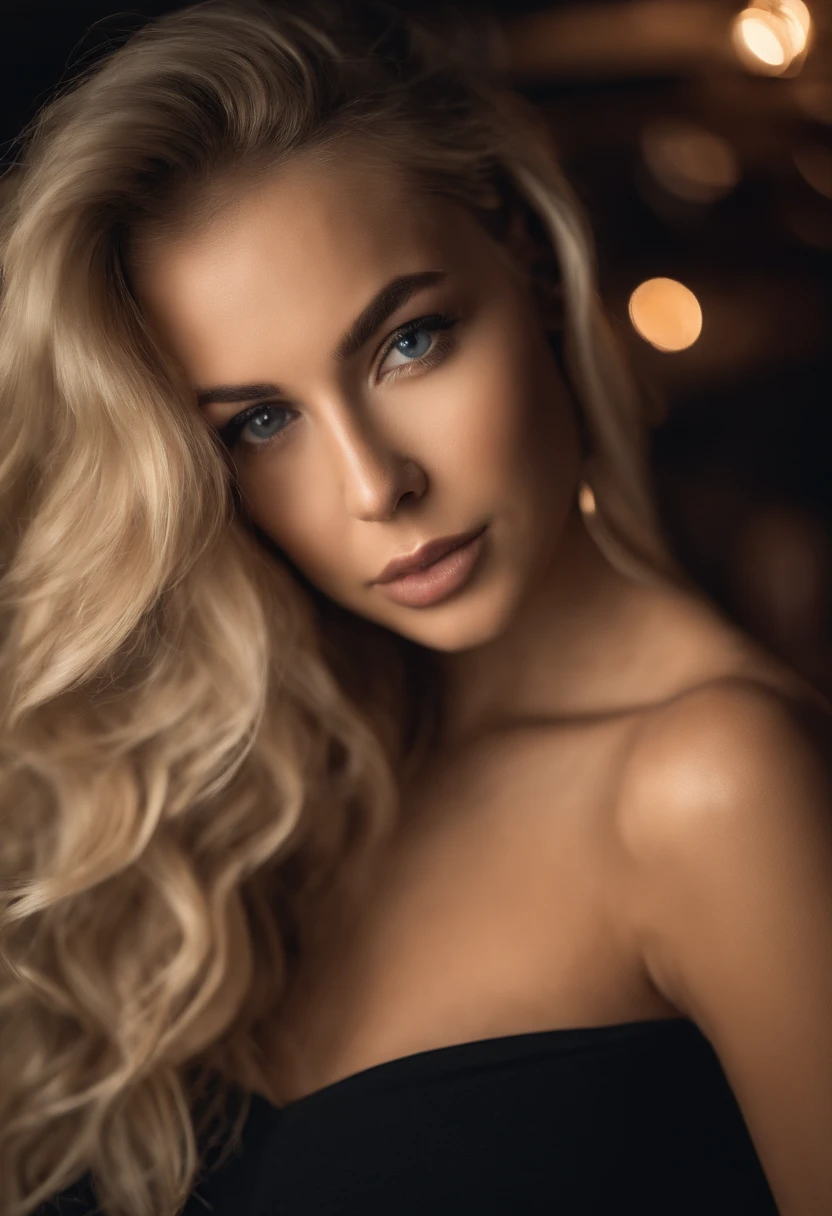 blonde woman with matching tank top and skirt posing at a night club, fille sexy aux yeux bleus, Portrait Sophie Mudd, blur background, best quality, 1girl, Portrait de Corinna Kopf, cheveux blonds et grands yeux, selfie of a young woman, ohne Maquillage, maquillage naturel, Look directly into the camera, Visage avec Artgram, dezentes Maquillage, Superbe photo du corps entier, dans la chambre, Gros seins, Blonde, latina