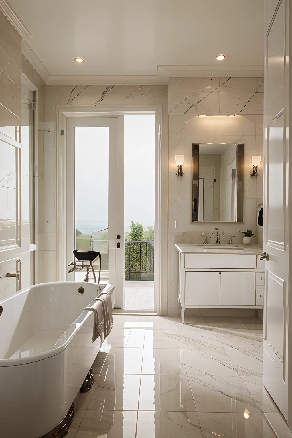 One Luxury House Interior View of bathroom.