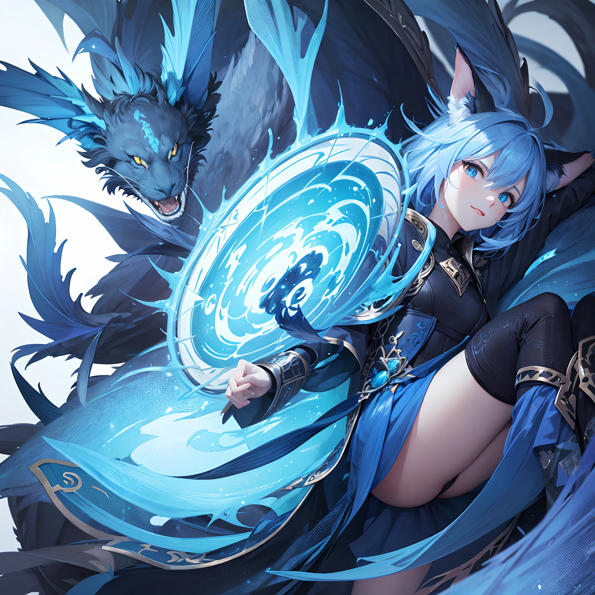 Dragon Cat, Blue feather