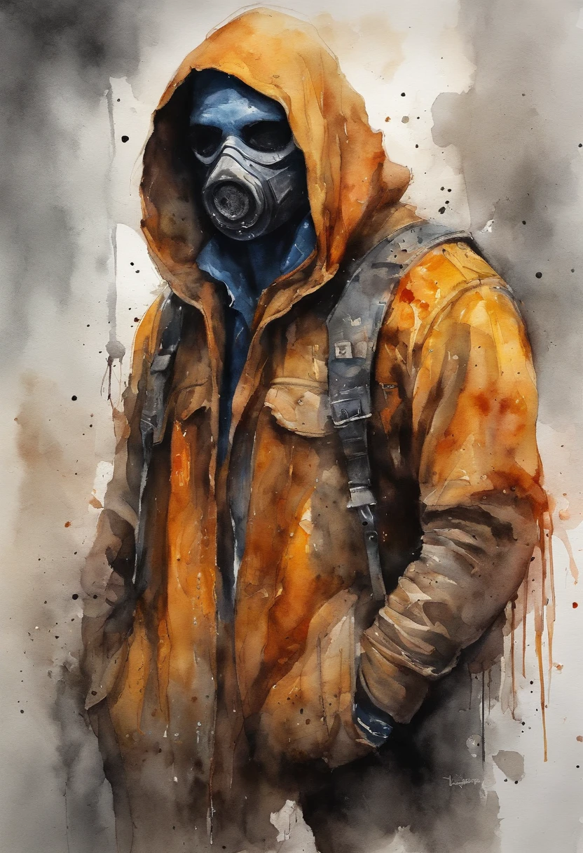 Crie um personagem chamado Simon/ fantasma, He lives in a post-apocalyptic world, o Tom de pele-pardo, ele tem 32 anos, ele usa roupas pretas, a hooded overcoat and a mask covering his mouth,