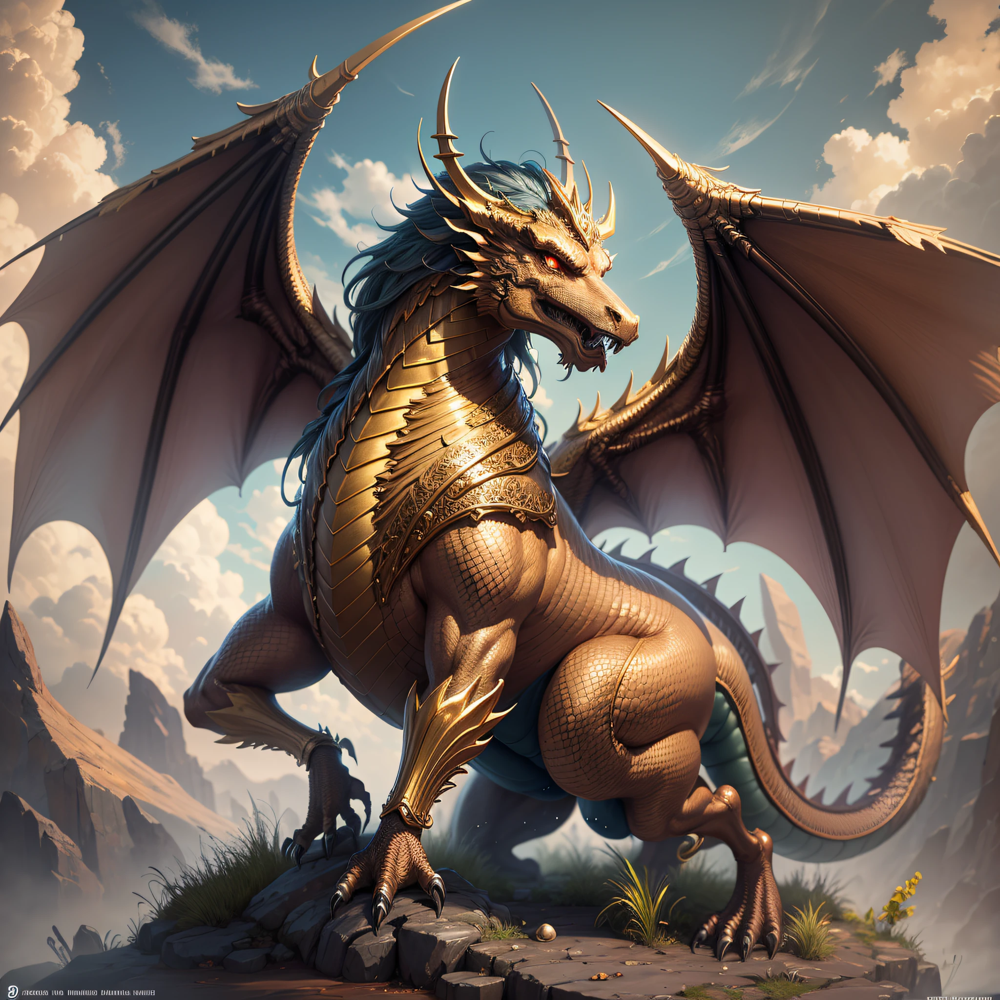 Golden Dragon Statue, realisti, Golden Dragon, Высокая детализация Barlowe 8 K, mythical creature