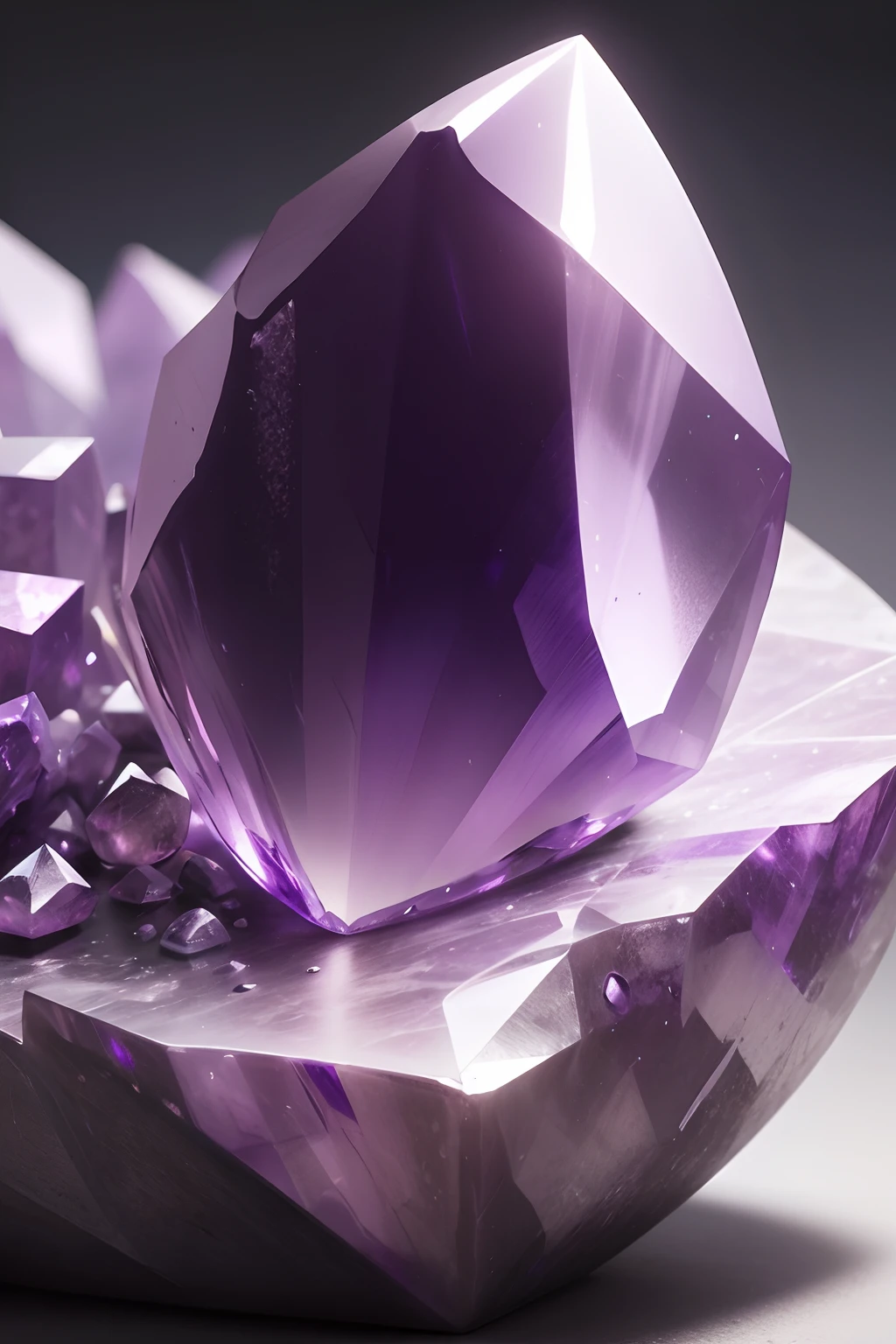 Amethyst Stone, High Quality, close up, white background, realistic 4k look