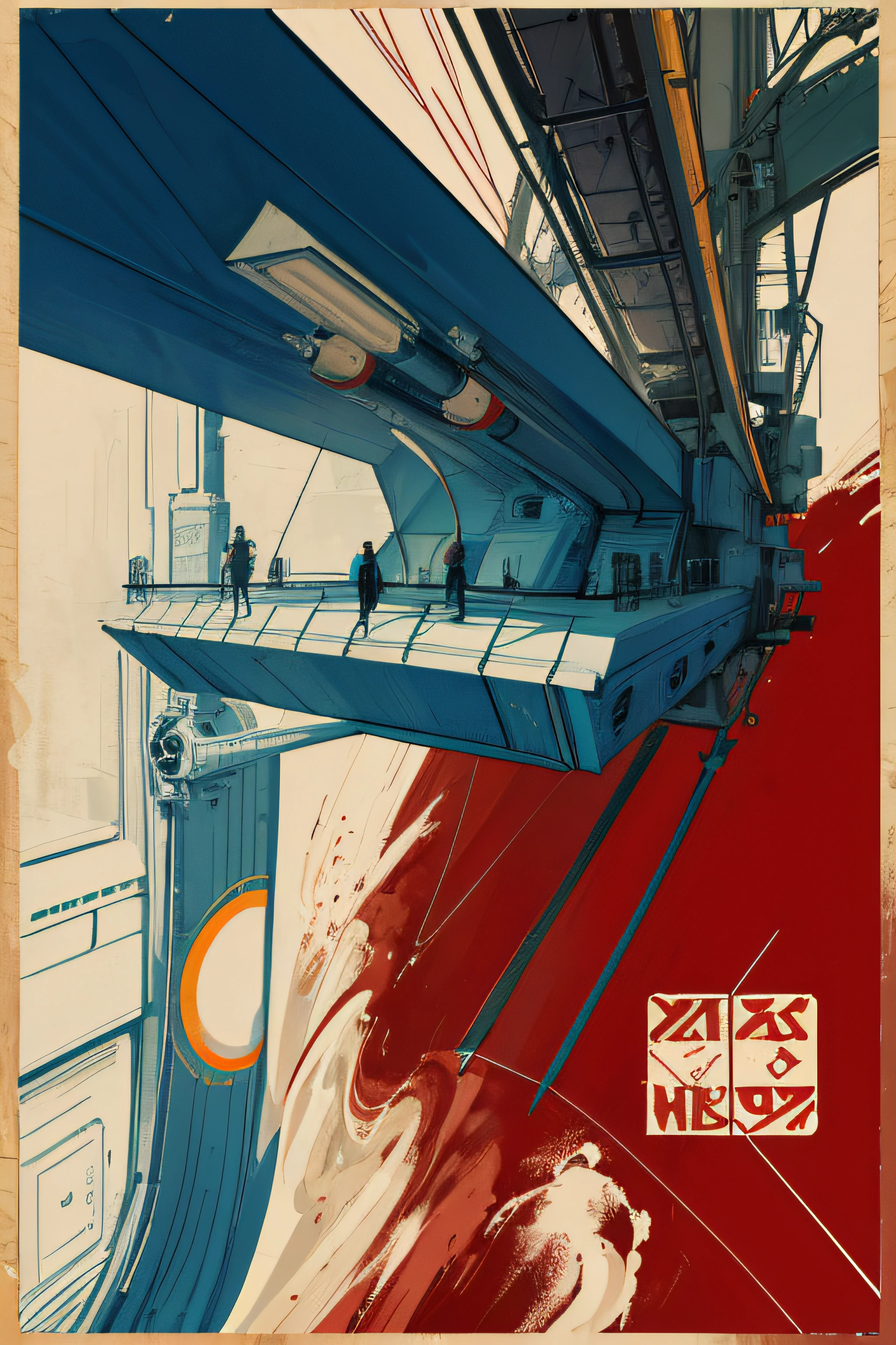 (Masterpiece, Best Quality), 8k Wallpaper, highly detailed, poster, vintage science fiction, 1960s, sexy female space thriller cinematic movie poster, Bauhaus, shapes, lines, abstract, propaganda, mid century modern, movie poster, vintage,