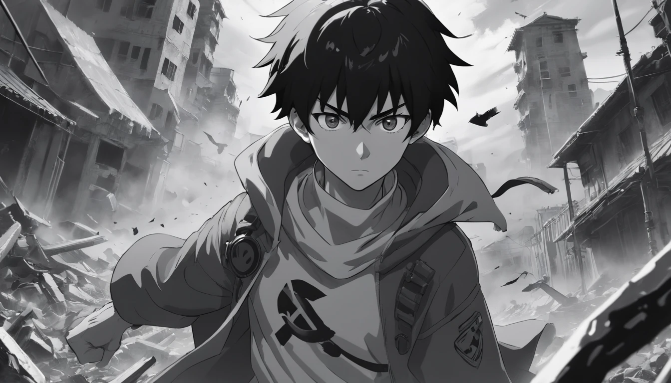 An 8K image of a stylish and eye-catching anime hero in a black and white filter, showing his actions to save the world, fighting villains and showing kindness. The image has perfect lighting and vibrant illustrations, with maximum quality and attention to detail of the hero's face and human features. The character is portrayed in a post-apocalyptic setting of destruction and terror, ensuring maximum realism and easy understanding of the character and his surroundings.
A visually stunning and highly detailed 8K image of a male anime hero, retratado em preto e branco com uma roupa distinta e atraente. The image captures the hero's sequential actions to save the world, fight villains and show kindness. The illustration displays creative, easy-to-understand representations of the character's face and human traits, in a realistic and apocalyptic scenario of destruction and terror.
A high-quality black and white image with 8K resolution, showing a charismatic and stylish male anime hero. The image captures the hero's sequential acts to save the world, waging epic battles against villains and demonstrating kindness. Illustrations prioritize creativity and clarity, allowing easy understanding of the character and his surroundings. The hero is depicted in an eye-catching outfit, Set in a post-apocalyptic landscape of destruction and terror, with maximum realism and detail.