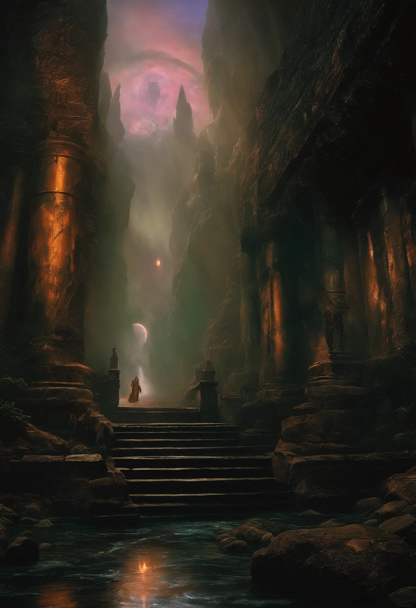 dark fantasy, oil painting style, 1980's dvd, knight, ray tracing effects, cyberpunk, berserk, noisy photo effect