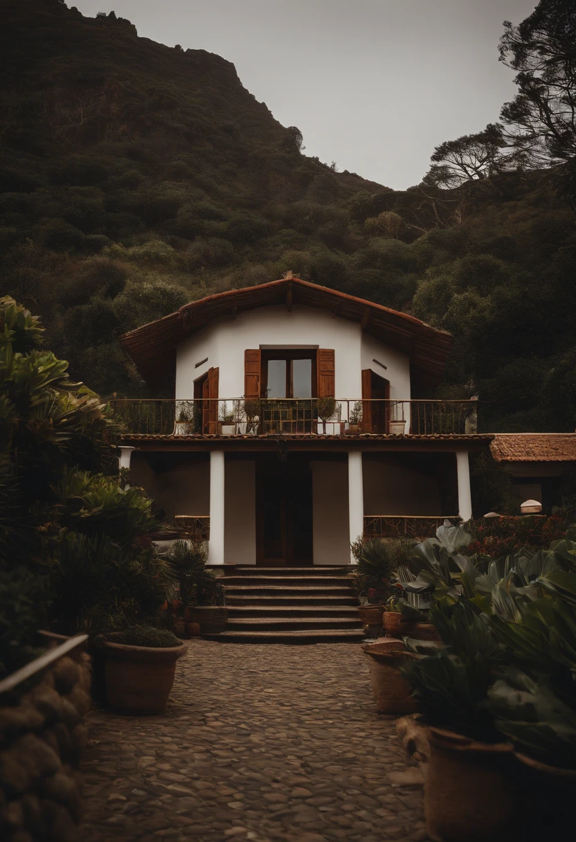 uma pousada na montanha, realista, entrada da pousada, pousada bonita, pousada de madeira, quarto da pousada, frio, altitude