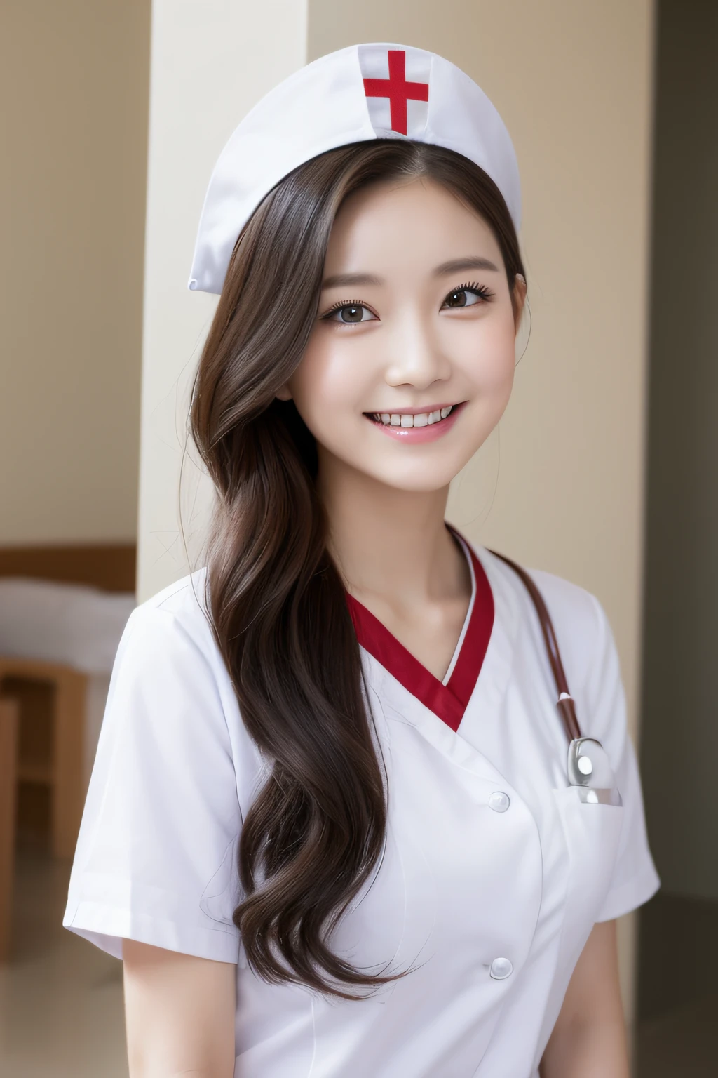 Beautuful Women、18year old、nurse、hospitals、a smile、NSFW、A half body