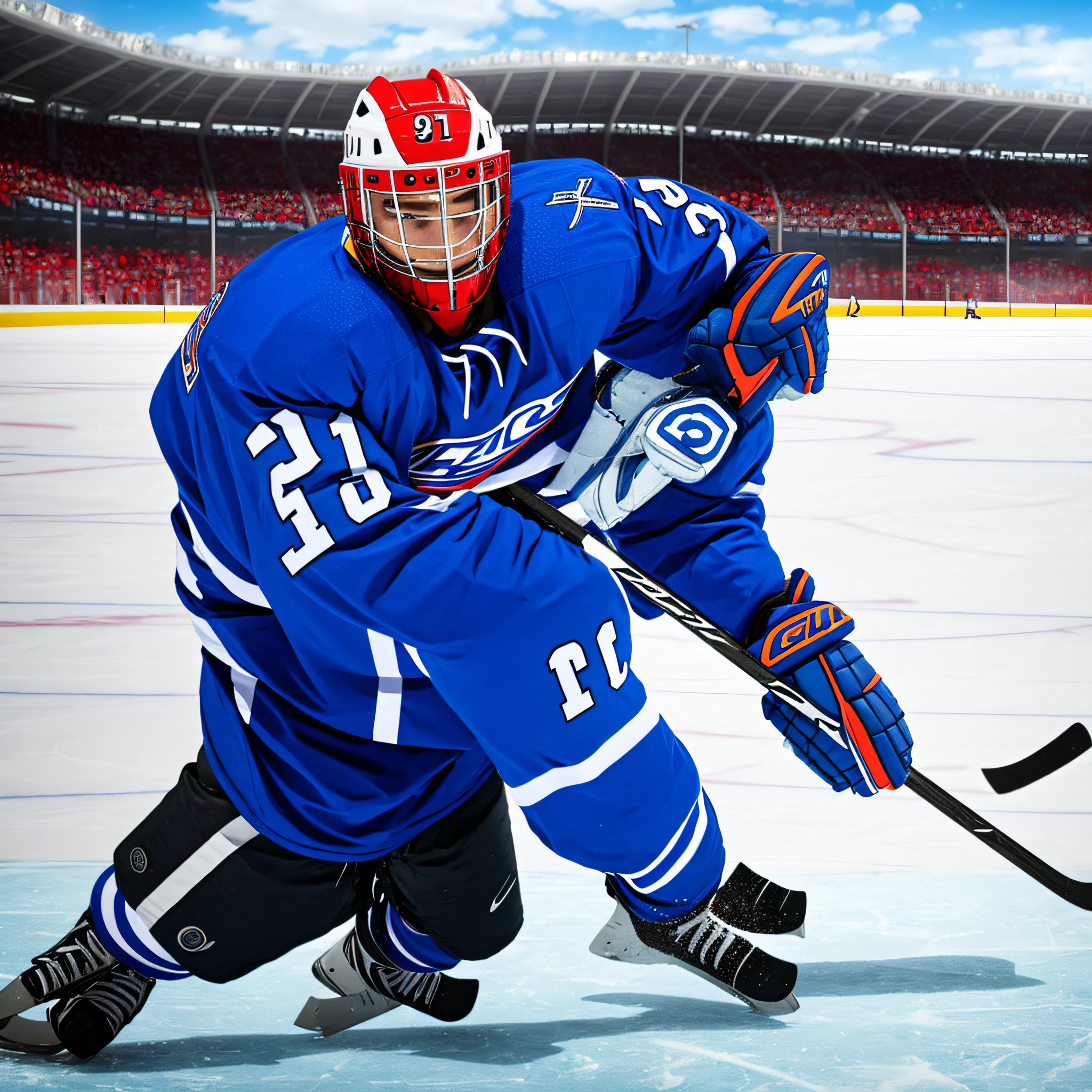 Ice hockey player at the stadium
