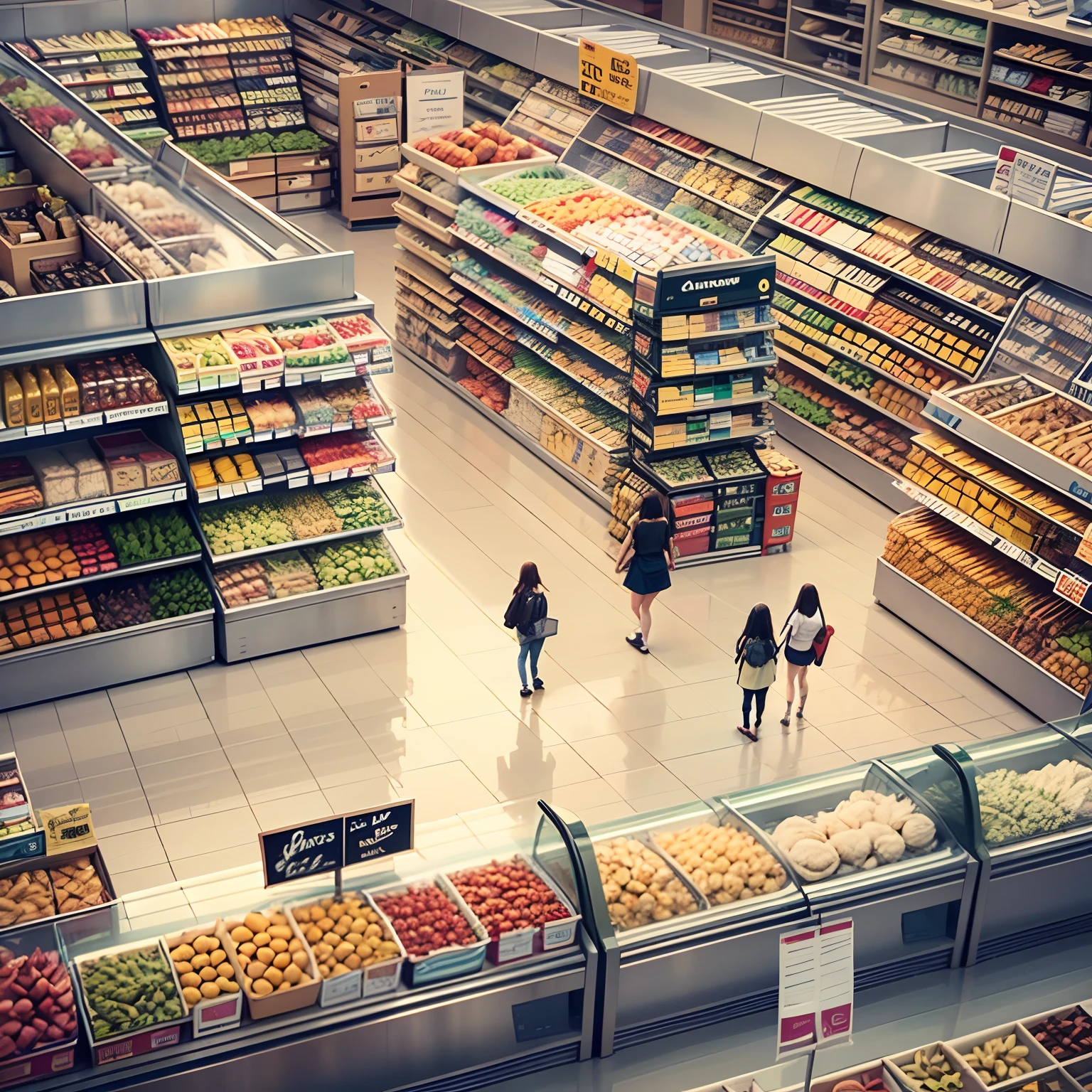 Create a complete supermarket floor plan with all departments, seen from above --auto --s2