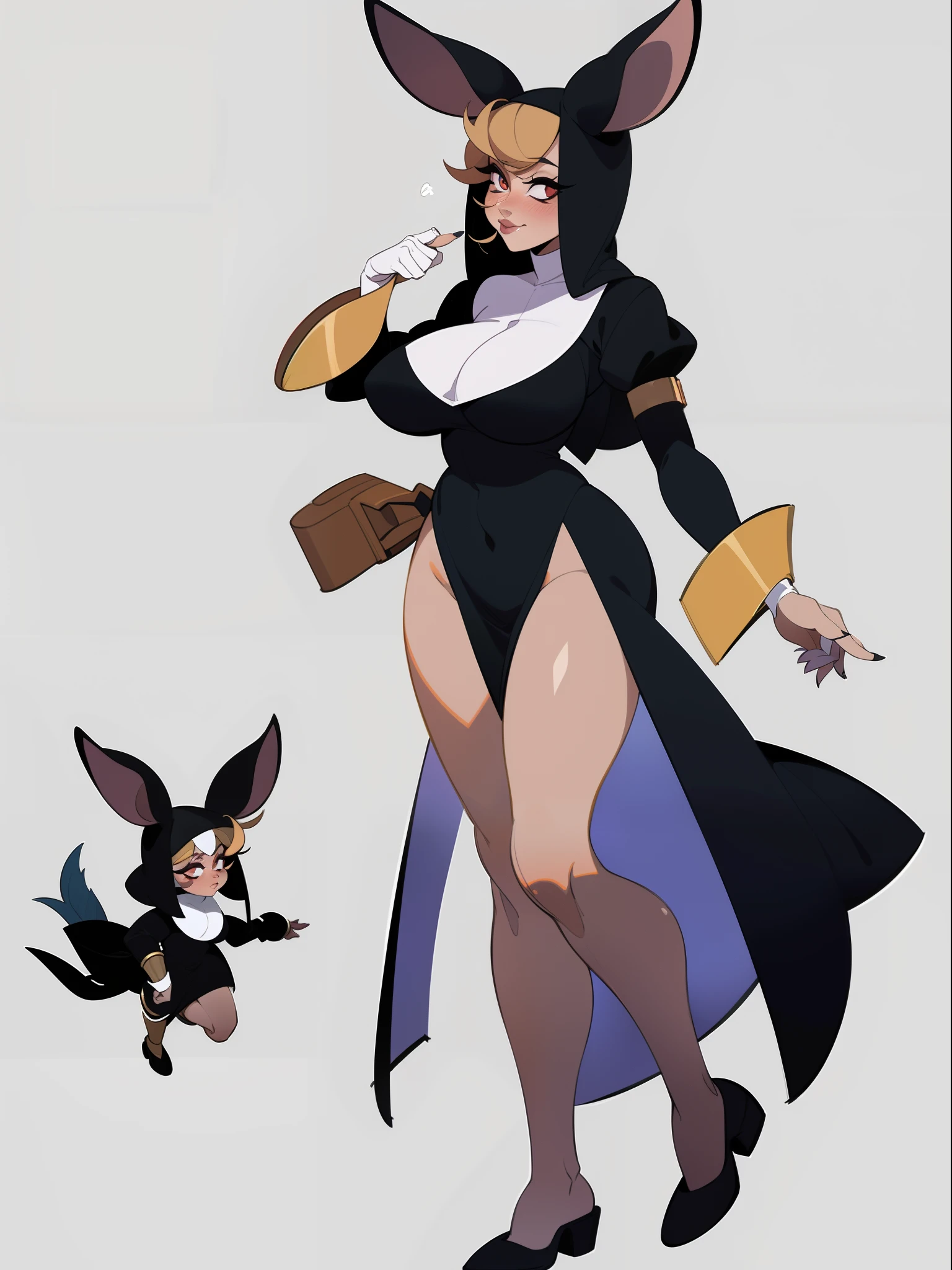 character concept adopt, female cute (yordle) , fullbody dress  (nun) big boobs