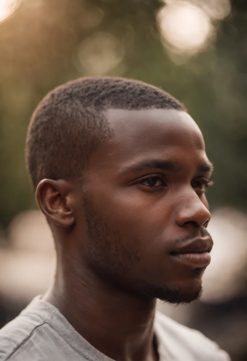 Close-up portrait of the head of a young African-African man