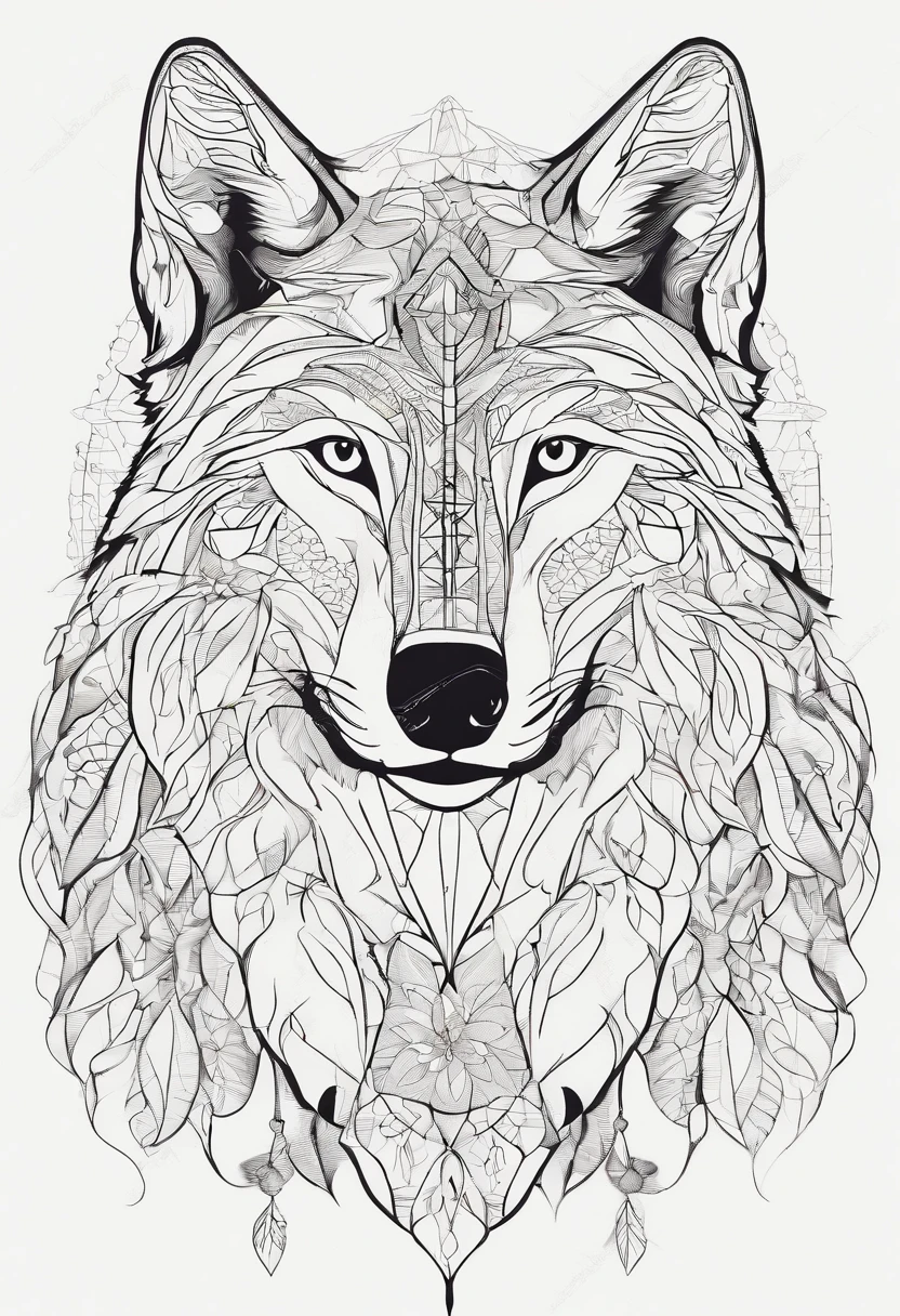 wolf king with traces of the flower of life on the painting