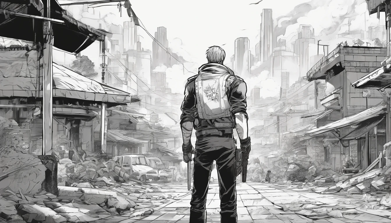 An 8K image of a stylish and eye-catching anime hero in a black and white filter, showing his actions to save the world, fighting villains and showing kindness. The image has perfect lighting and vibrant illustrations, with maximum quality and attention to detail of the hero's face and human features. The character is portrayed in a post-apocalyptic setting of destruction and terror, ensuring maximum realism and easy understanding of the character and his surroundings. Impactant character
A visually stunning and highly detailed 8K image of a male anime hero, retratado em preto e branco com uma roupa distinta e atraente. The image captures the hero's sequential actions to save the world, fight villains and show kindness. The illustration displays creative, easy-to-understand representations of the character's face and human traits, in a realistic and apocalyptic scenario of destruction and terror.
A high-quality black and white image with 8K resolution, showing a charismatic and stylish male anime hero. The image captures the hero's sequential acts to save the world, waging epic battles against villains and demonstrating kindness. Illustrations prioritize creativity and clarity, allowing easy understanding of the character and his surroundings. The hero is depicted in an eye-catching outfit, Set in a post-apocalyptic landscape of destruction and terror, with maximum realism and detail.
Create an 8K black and white image of a male anime hero that embodies style and charisma. The image should show the hero's sequential actions to save the world, fight villains and show kindness. Must feature vibrant illustrations with perfect lighting and maximum quality. The character's face and human features should be highly detailed and easily recognizable. The hero should be portrayed with a captivating and attractive outfit. The surroundings should represent a post-apocalyptic scene of destructiveness