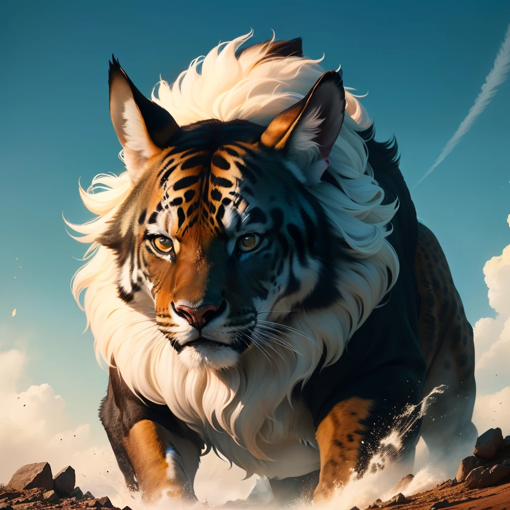 Uma mostro de filme de terro com uma cabela de animal