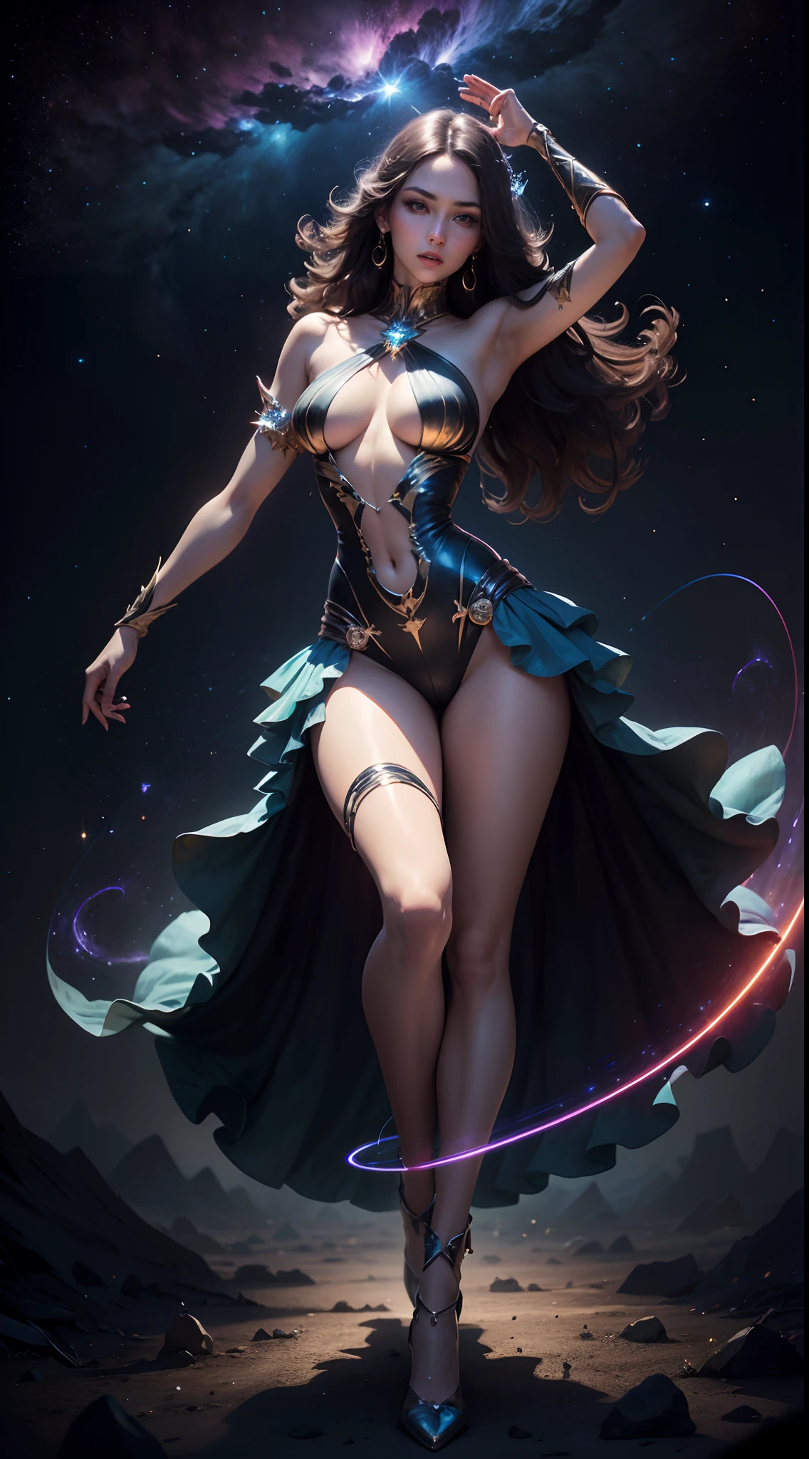 Fluorescent laser stars on the female body:
(Best Quality,4k,8K,hight resolution,Masterpiece:1.2),Ultra-detailed,(Realistic,Photorealistic,photo-realistic:1.37),neon rim lights,Glowing,fluorescent,brightly lit,femenine body,creative,Beautiful bright colors,Stars,String lamps,Shimmering,Laser beams,fascinating,space theme,Pulsating lights,Dynamic poses,Fairytale atmosphere,Mesmerizing,smooth movements,Fantastic,Star Patterns,Interactive,Fashionable forward,expressive,Artistic projections,Illuminated darkness,surreal,Heavenly Radiance,Shimmering,Unearthly beauty,luminous paint,Intoxicating,Dazzling formations,hypnotic,Graceful silhouette,otherworldly,Projection of the night sky,Dramatic contrasts,Magical,Effortless elegance,ethereal glow,winning,Feminine power,heavenly bodies,illuminating,superior,Astral communication,Vivid details,starshine