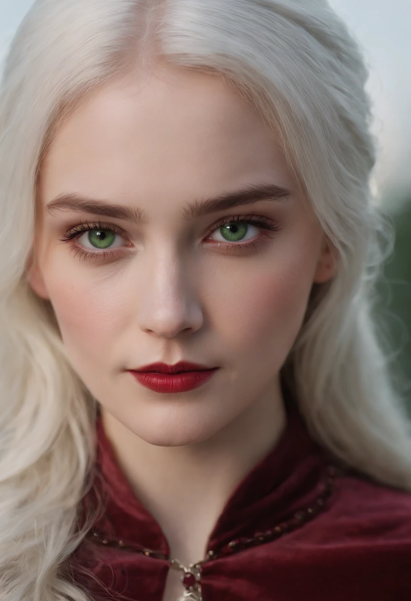 (((a deep reddish wound crosses her left cheek))) fair complexion, woman around 11 years old, natural white hair, distinctive green eyes, wearing kohl, slender and graceful, beautiful, candlelight in a medieval setting, ultra sharp focus, realistic shot, no female clothes, tetradic colors (scar:1.4)