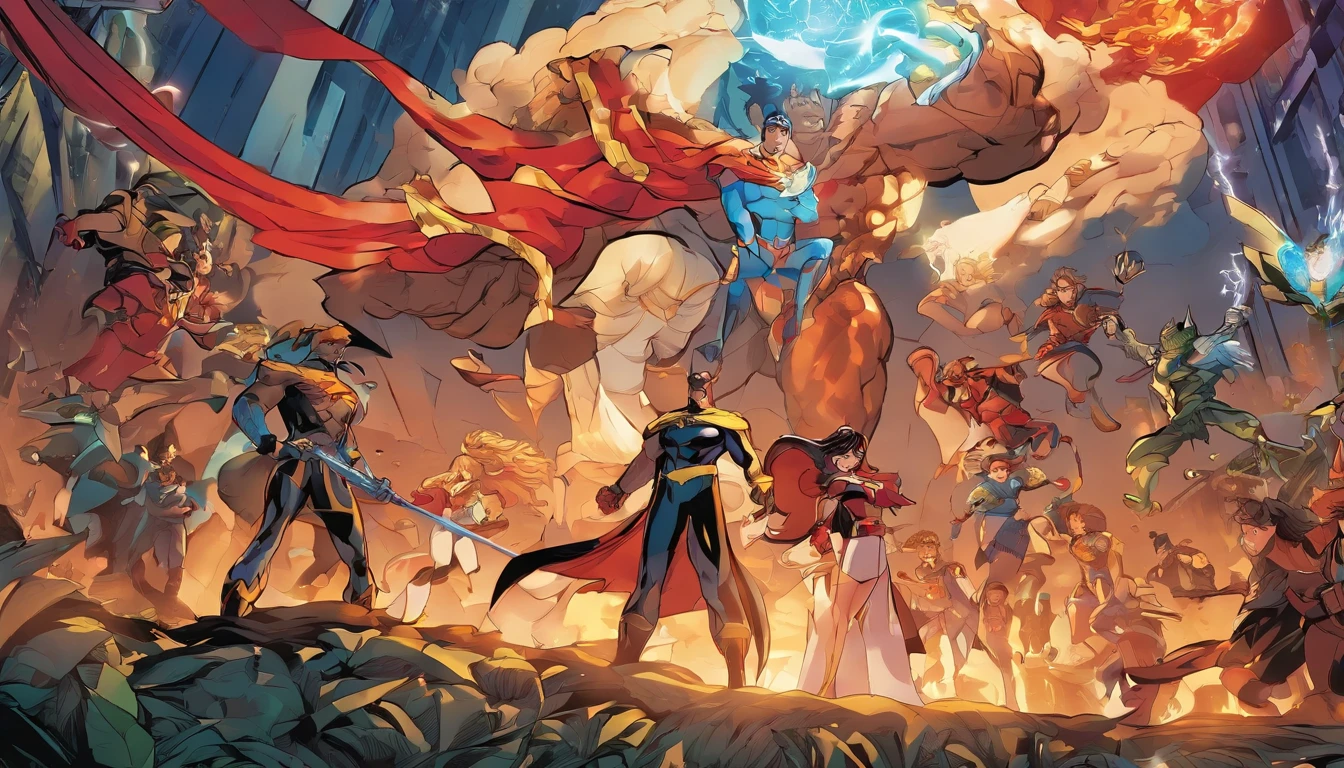 An 8K image that depicts an engaging story with well-defined characters in a highly illustrative and vibrant manga and comics style. The image shows a diverse cast of superheroes and anti-heroes engaged in an epic battle in a meticulously detailed and visually stunning setting. The lighting is perfect, accentuating the dramatic nature of the scene, while the facial features of the characters are reproduced perfectly with the utmost attention to detail. The image has an impeccable level of quality and captures the essence of the characters and the world they inhabit.
A visually captivating 8K image that tells a captivating story with manga- and comic-book-style anime characters. The image depicts a dynamic scene with superheroes and anti-heroes engaged in intense action, ambientada em um fundo meticulosamente elaborado e visualmente envolvente. Lighting effects are executed to perfection, enhancing the overall atmosphere of the image. The facial expressions and features of the characters are reproduced in exceptional detail, showing their unique personalities. The image is of the highest quality, offering a vivid and compelling visual experience.
An 8K image with a richly detailed and visually captivating backdrop, serving as the setting for an exciting story with anime characters. The image resembles manga and comic books, with vibrant illustrations and impeccable lighting. Os personagens, both superheroes and antiheroes, are elaborated in a complex way, with the utmost attention paid to their features and facial expressions. The image exudes a sense of quality and immersion, immersing the viewer in a world of epic storytelling.