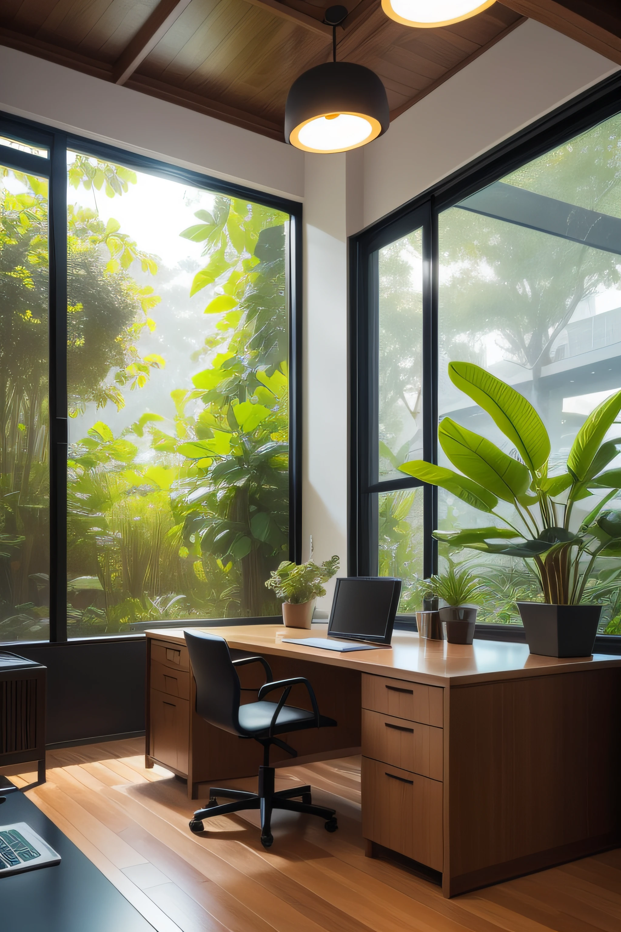 A bustling open-space office designed to harmonize productivity and natural elements. The large room is dotted with several table islands, Each equipped with sleek computers and high-resolution screens, onde as equipes colaboram perfeitamente. Em meio ao burburinho produtivo, An abundance of vibrant flowers and verdant plants are carefully placed, infusing the space with a refreshing touch of nature. Delicate orchids and cascading vines add a touch of color to workstations, while strategically placed aquariums with graceful fish create a sense of tranquility and wonder. Ample natural light floods through the large windows, casting a soft glow over the meticulously arranged tables. Entretanto, Carefully positioned adjustable luminaires ensure an ideal working environment, providing optimal lighting for focused tasks. Esta mistura meticulosamente selecionada de funcionalidade, beleza natural, e tecnologia de ponta cria uma atmosfera inspiradora e revigorante, promover a produtividade e o bem-estar. com o nome Rc.ofertas,a woman person brainstorming with sticky notes and charts in the background, best quality, masterpiece, realistic, realistic photo, movie photo, ultra realistic, 1 person, detailed, perfect lighting, DSRL, professional photo, 4k ,Blue lighting ,Happy expression, half body,small_breasts,top-quality,8K masterpiece,超A high resolution,,Raw photo,22-year-old Eastern European woman,ue,Red-haired,bionde,Symmetrical hairstyle,glowy skin,Super beauty,((super realistic details))