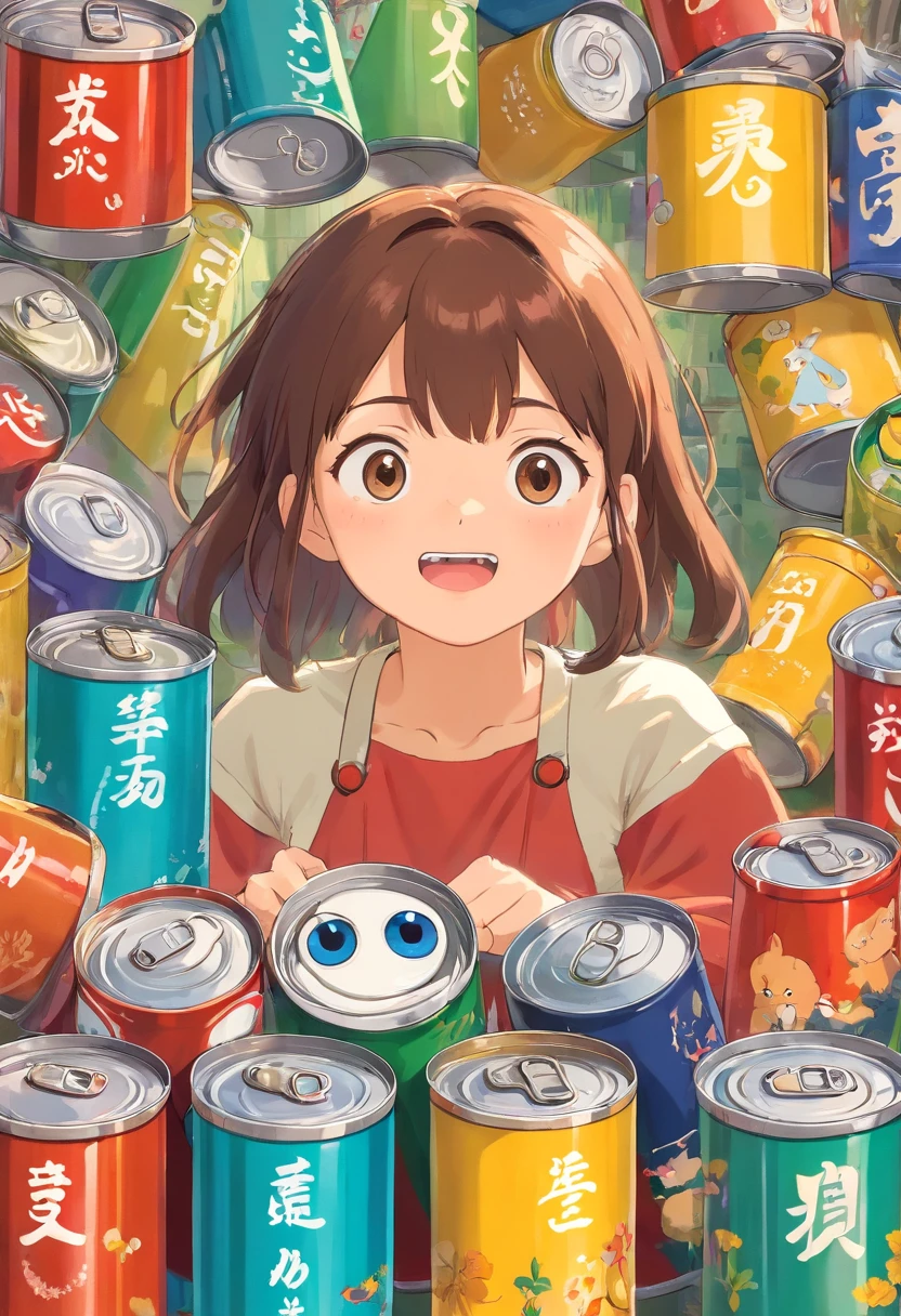 Tin cans have their own mouths and eyes，Tin cans have different expressions
