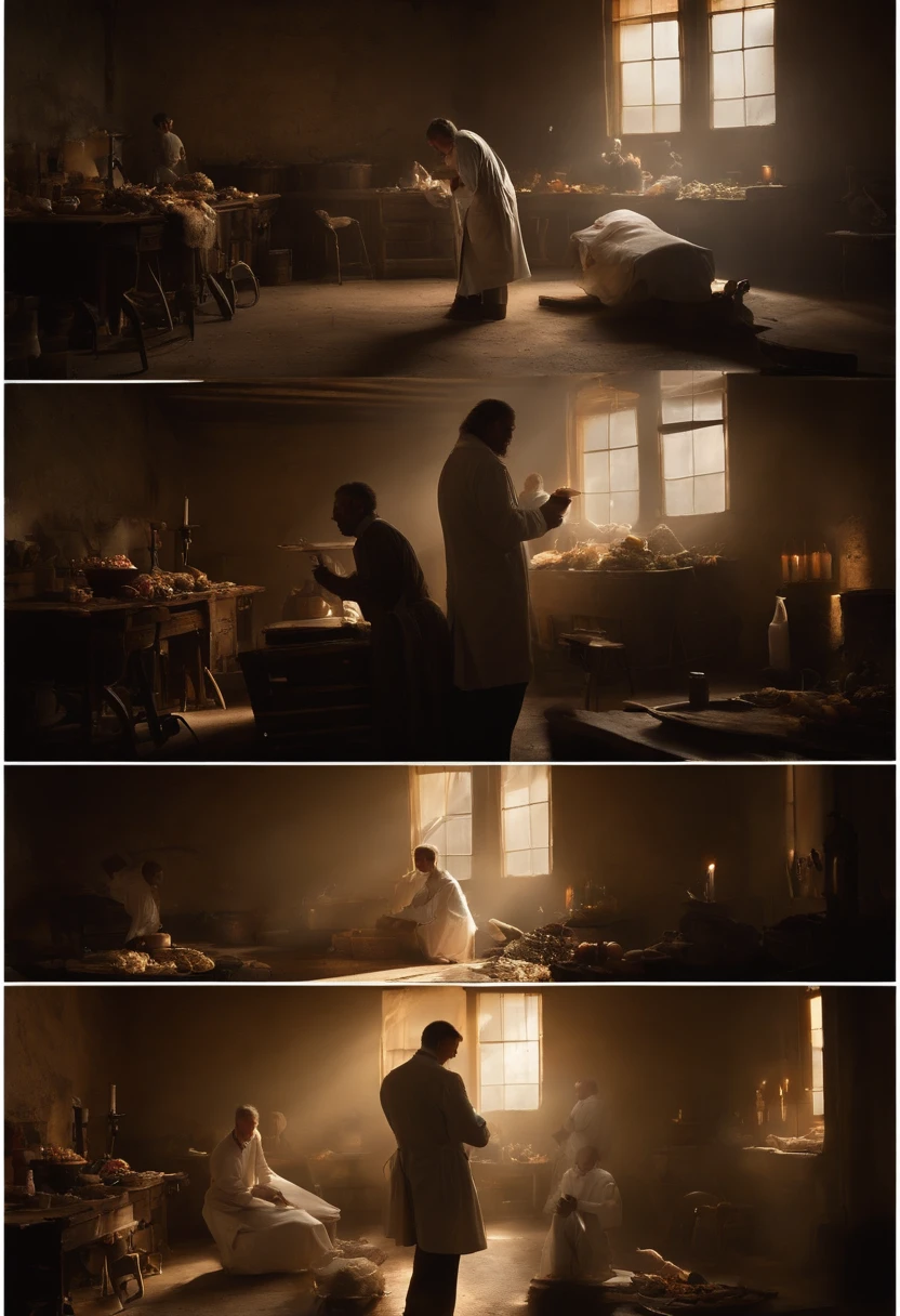 For a moment, the light increased and dentist Tom entered the room. He wore a white coat and carried a container full of food. Everyone in the room turned to face Tom, At the same time, the rats seemed to be enchanted, Start acrobatics in the barn.
